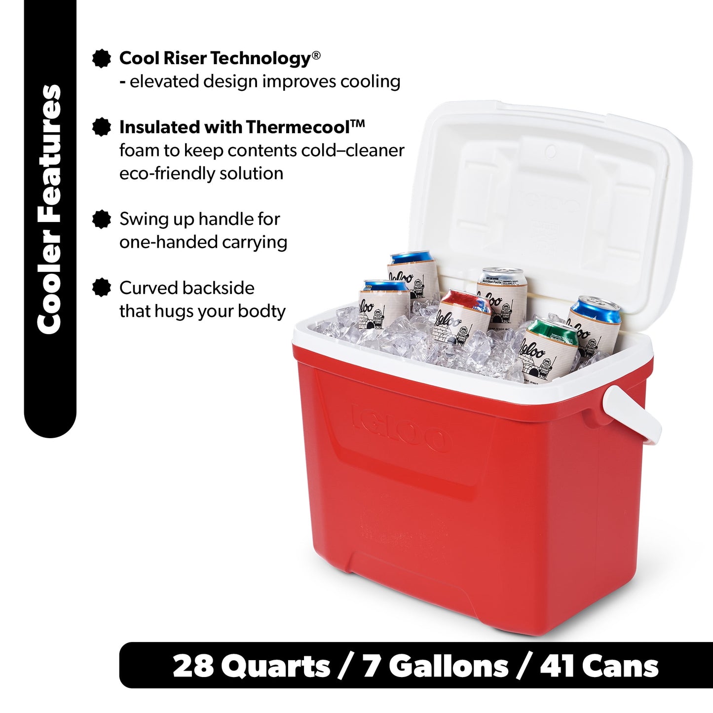 Igloo 28 QT Laguna Hard-Sided Ice Chest Cooler, Red