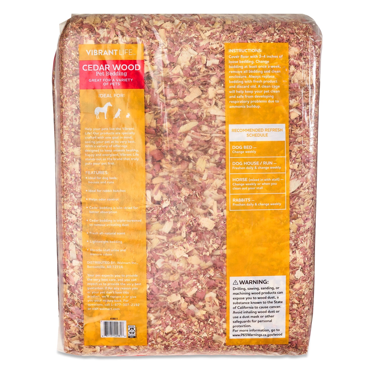 (2 pack) Vibrant Life Cedar Wood Pet Bedding, 141 L Bag