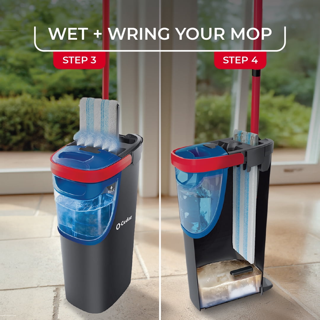 O-Cedar H2prO™ Flat Mop System with Dual Tank Design and Reusable Microfiber Pads