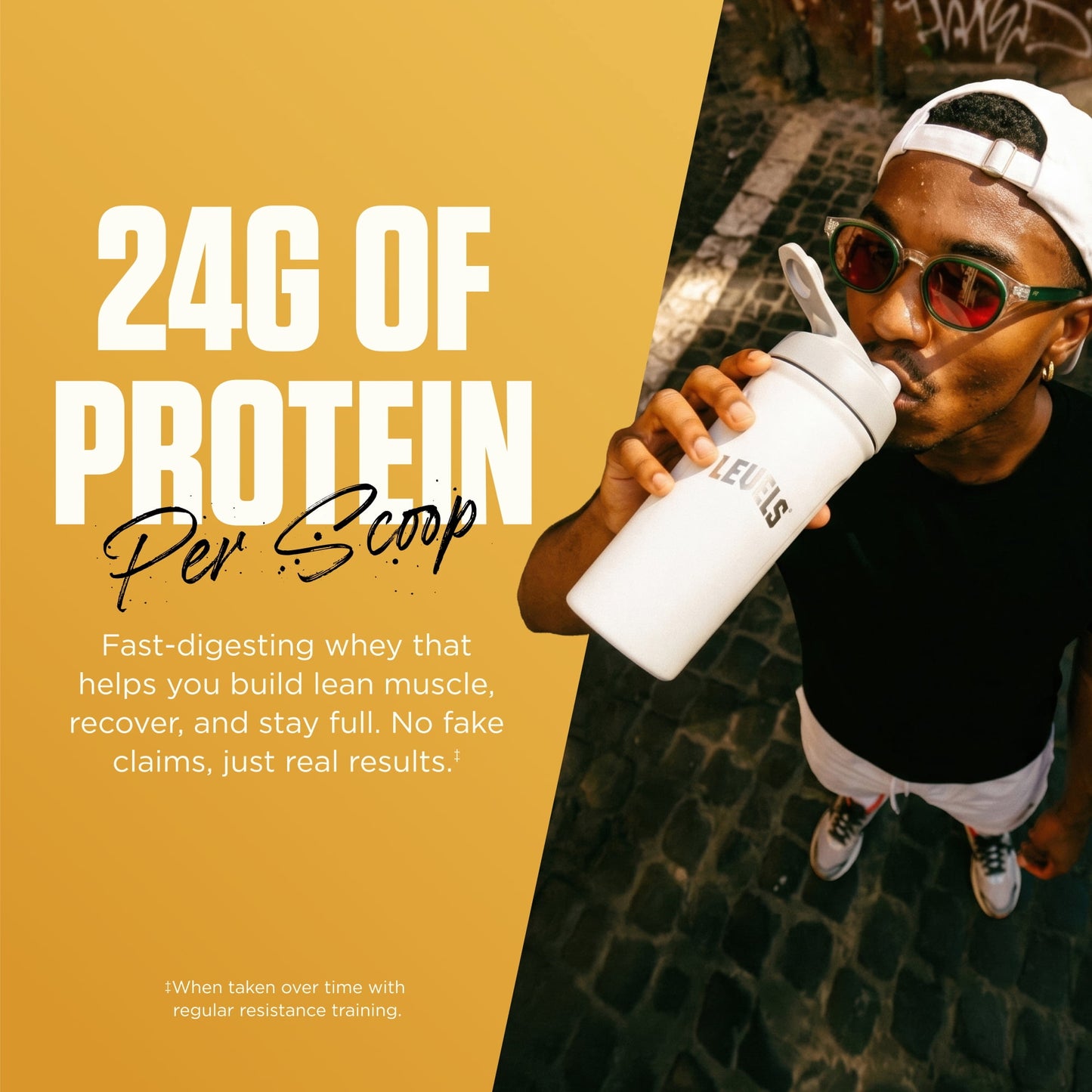 Levels Grass Fed Whey Protein Powder, No Artificials, 24G of Protein, Vanilla Bean, 1.48LB