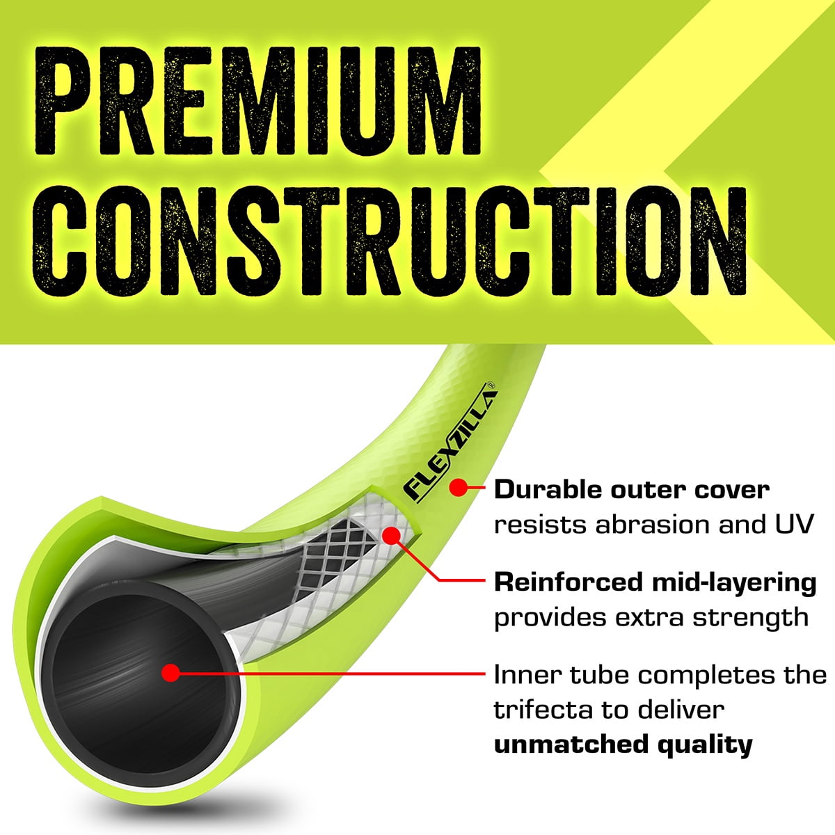 Flexzilla® Premium Grade Contractor Garden Hose, 3/4 in. x 100ft., Hybrid Polymer, ZillaGreen™