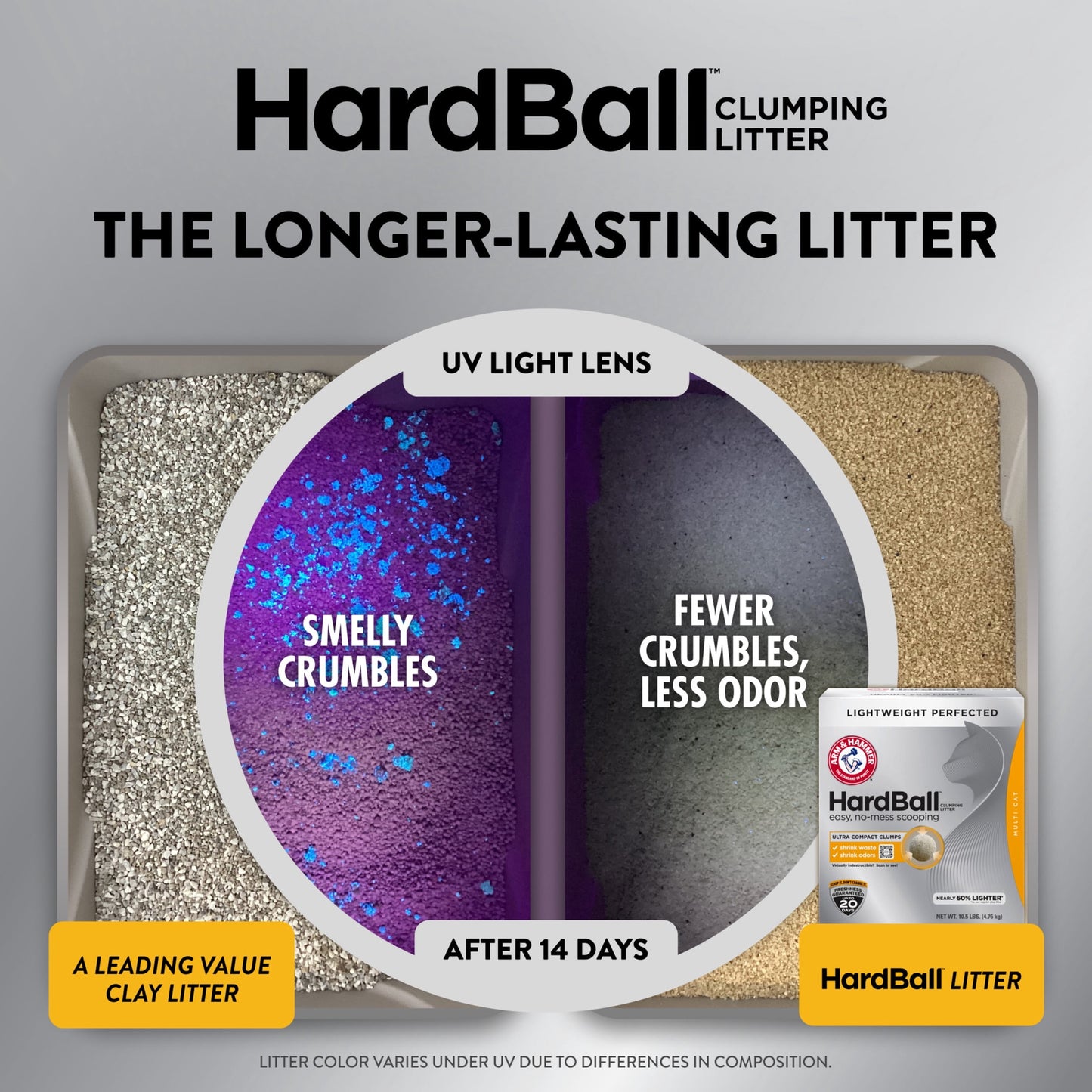 (4 pack) ARM & HAMMER Hardball Lightweight Cat Litter, Multi-Cat Clumping Litter, No-Mess Scooping, 7 lb