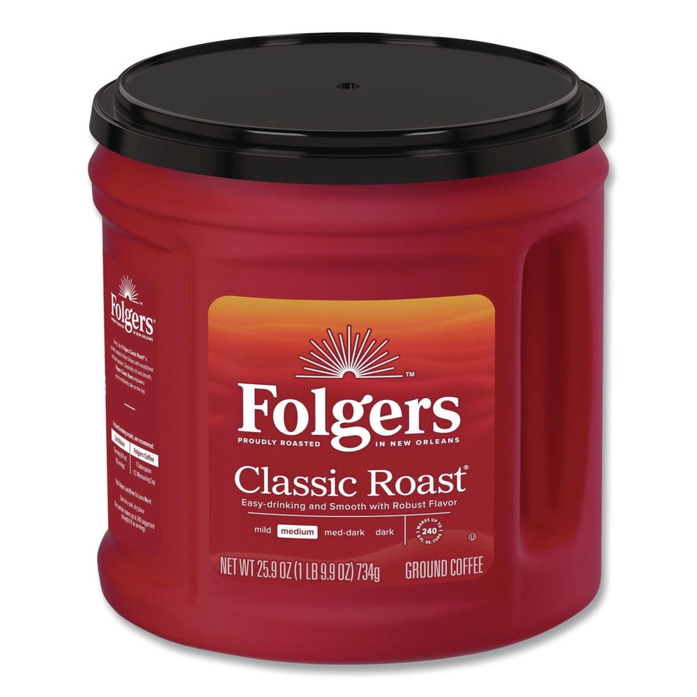 (6 pack) Folgers Classic Roast Ground Coffee, Medium Roast, 25.9 oz Canister