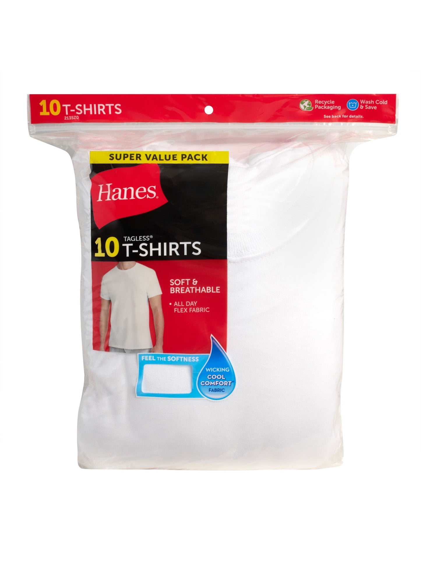 White T-Shirt Undershirts, 10-Pack, Best Cotton Undershirts, Stay-Tucked T-Shirts