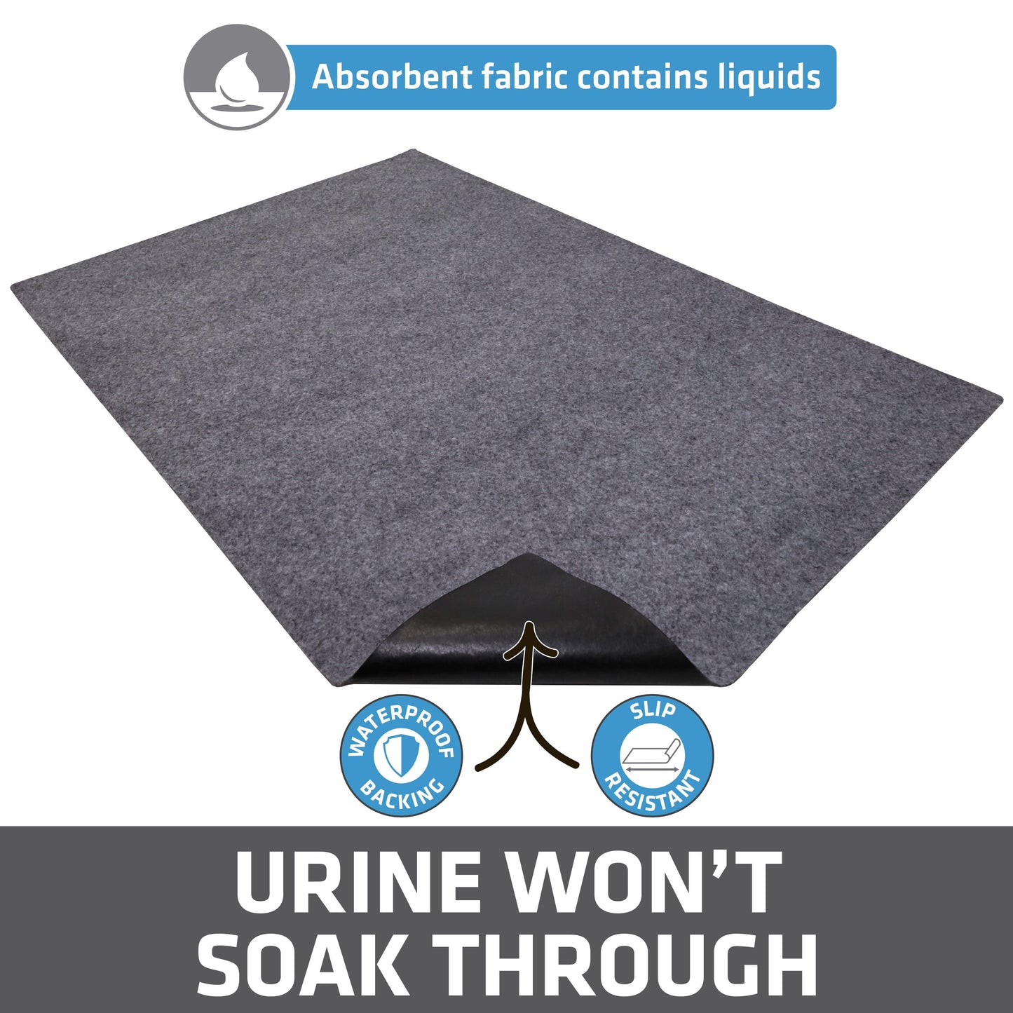 Drymate Jumbo Cat Litter Box Mat, Waterproof Urine-Proof, Absorbent, Machine Washable, Contains Mess, Soft on Paws, Kitten Supplies 29x44, Light Grey