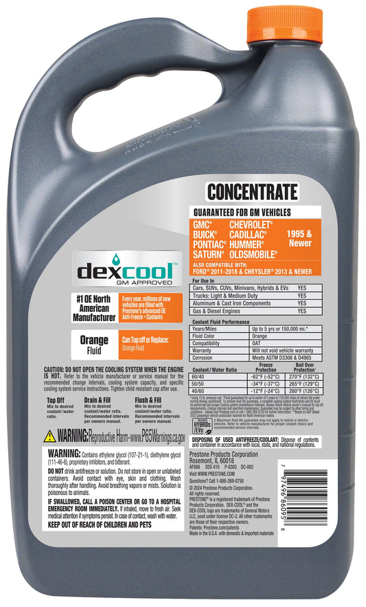 Prestone Dex-Cool Anitfreeze/Coolant Concentrate, 1gal