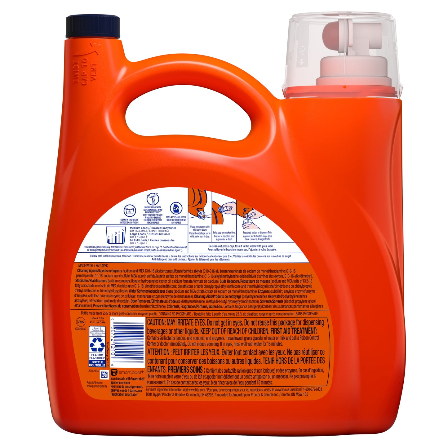 Tide Laundry Detergent Liquid with 6X Boosted Cleaning Power, Original Scent, 125 fl oz, 100 Loads