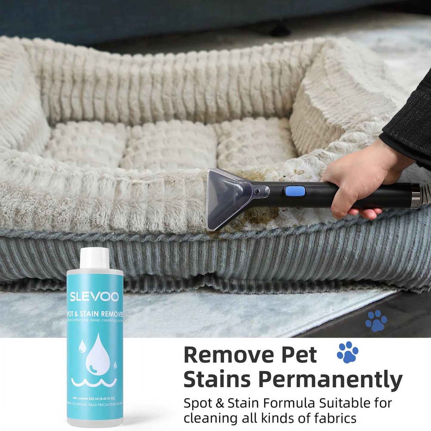 Slevoo Portable Carpet Cleaner, Upholstery Cleaner with Pet Spot Stain Remover, 11Kpa Strong Suction, 450W Powerful Motor