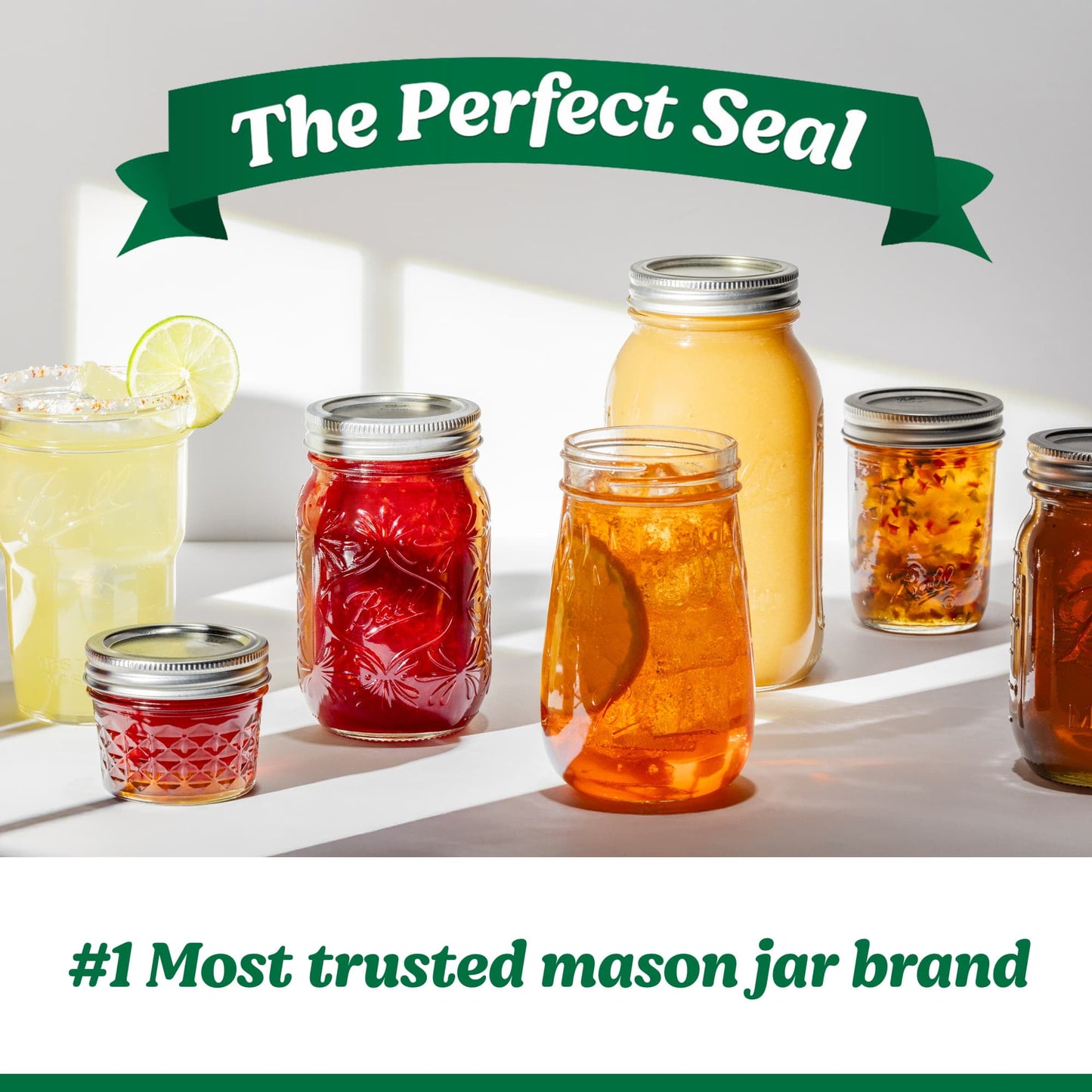 (4 pack) Ball Glass Mason Jar W/Lid & Band, Wide Mouth, 64 Ounces, 6 Count