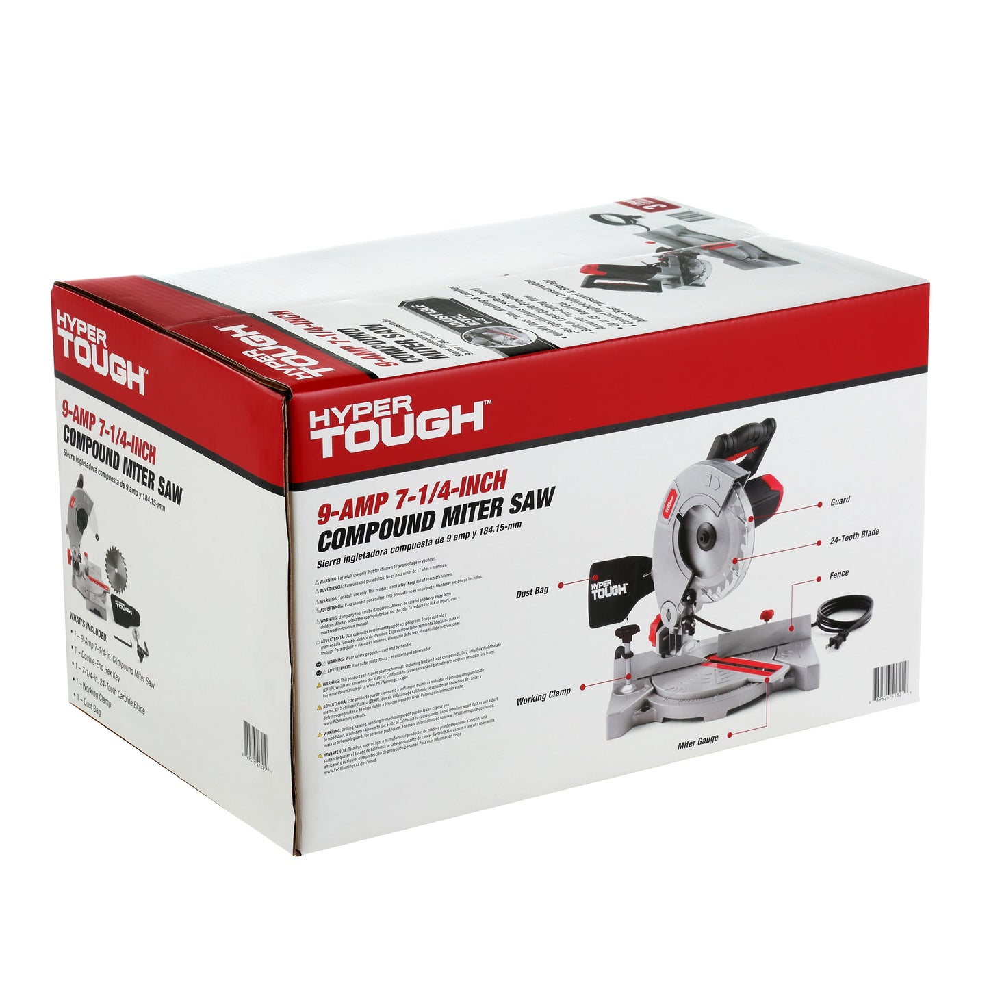 Hyper Tough 9 Amp 7-1/4 inch Corded Compound Miter Saw with Laser Guide, New Condition