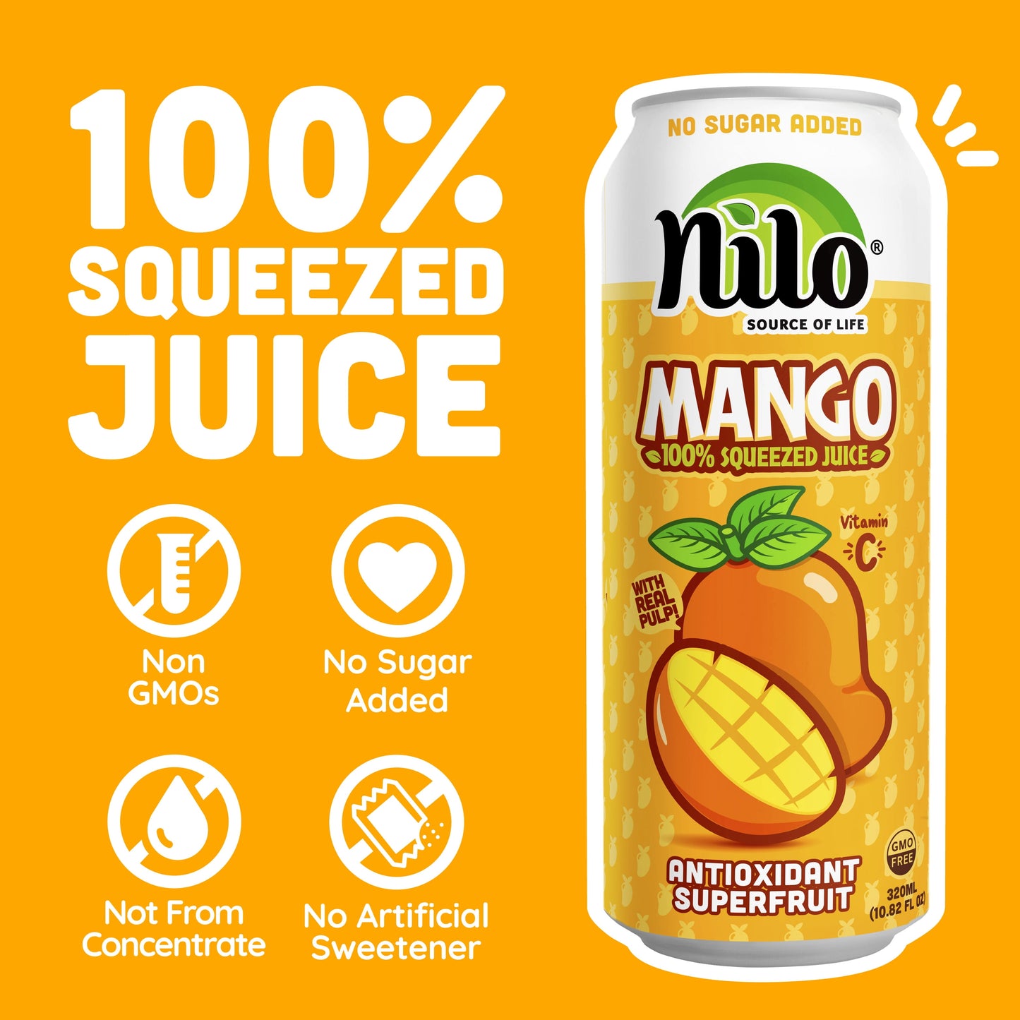 (12 pack) Nilo 100% Mango Juice w/ Pulp