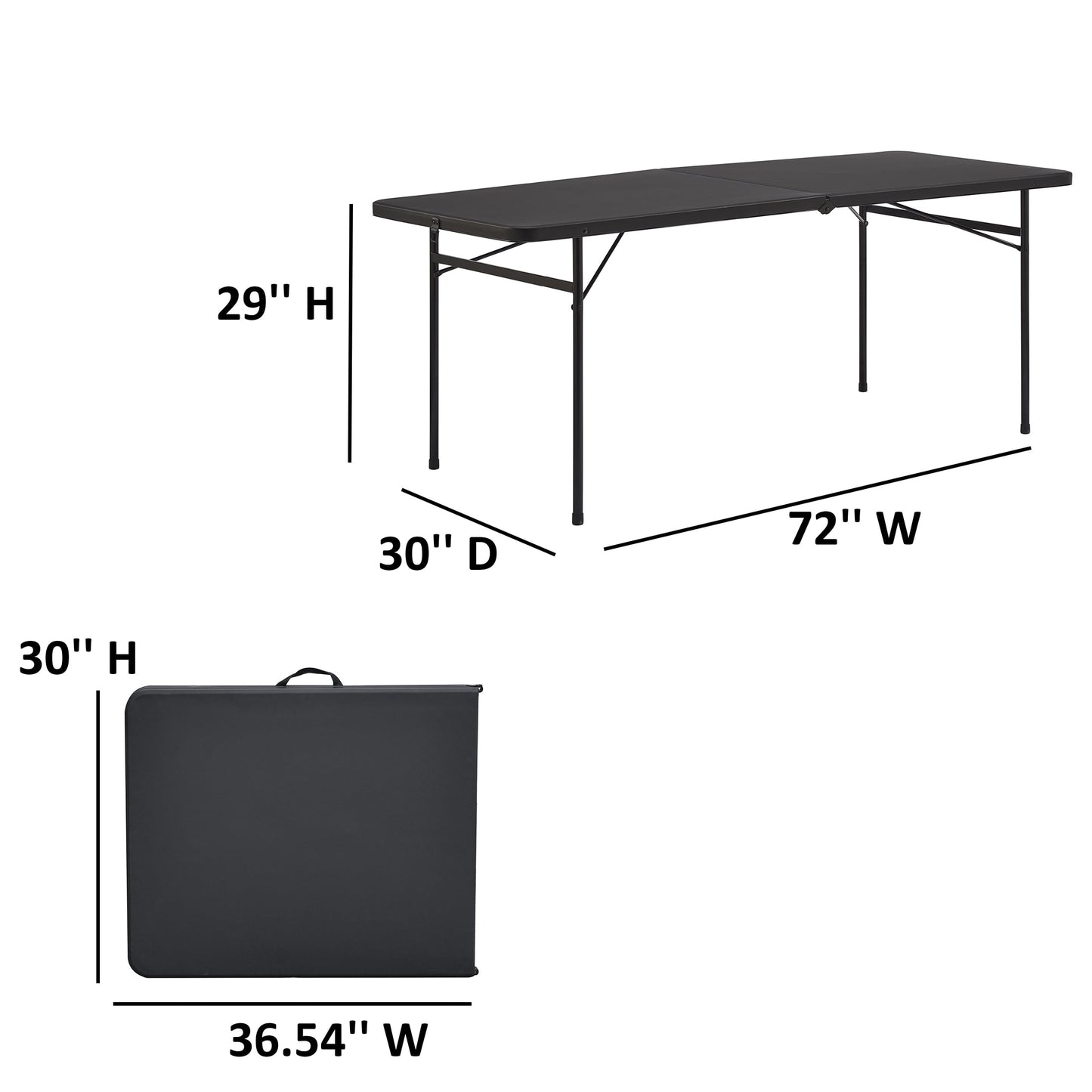 Mainstays 6' Rectangle Centerfold Folding Table, Black