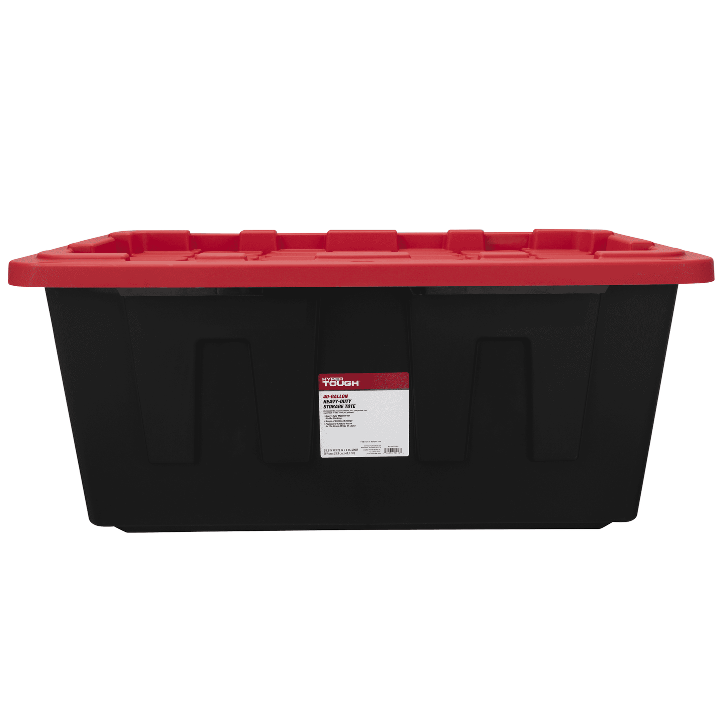 (Pack of 2) Hyper Tough 40 Gallon Extra Large Storage Bin with Snap Lid, Black and Red, Heavy Duty Plastic Storage Container