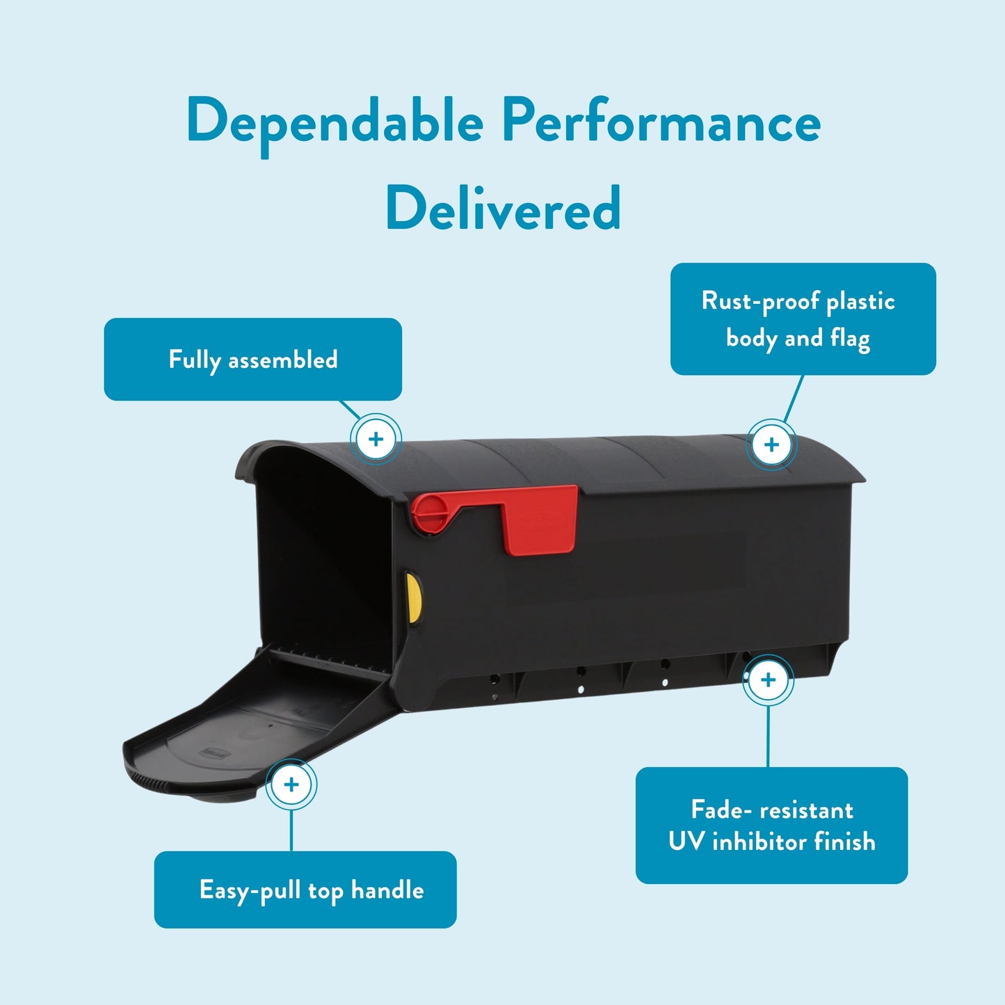 Architectural Mailboxes Patriot Plastic, Large, Post-Mount Mailbox in Black
