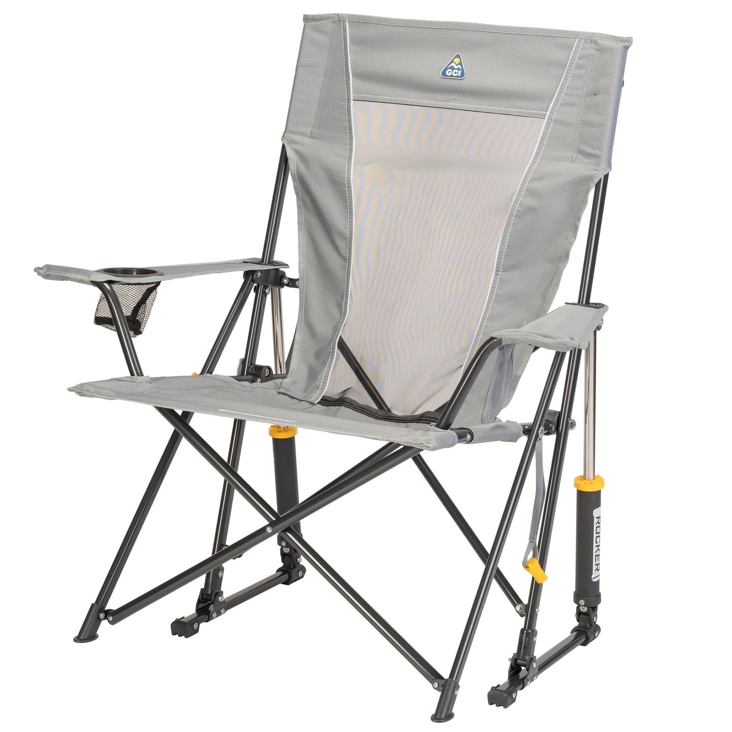 GCI Outdoor Comfort Pro Rocker Camping Chair with Mesh Backrest, Mercury Gray