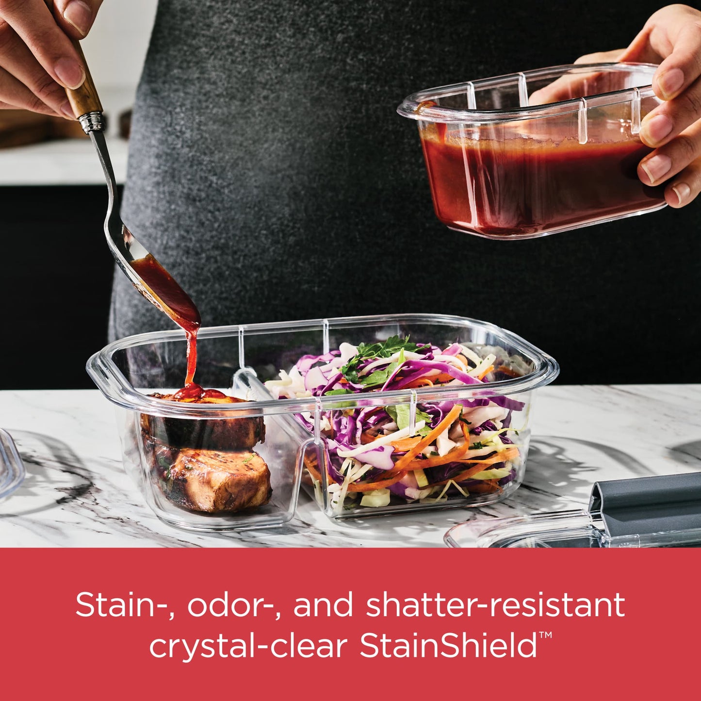 Rubbermaid Brilliance 4.7 Cup Medium Stain-Proof Food Storage Container, Set of 2