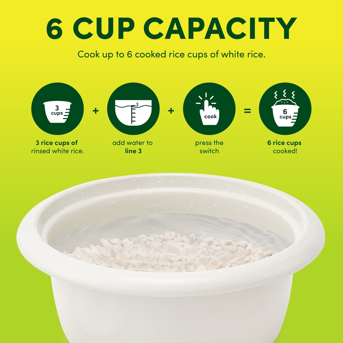 AROMA® 6-Cup Rice Cooker & Food Steamer with Bonded Granite® Nonstick Ceramic & Pop-Up Steam Tray - White
