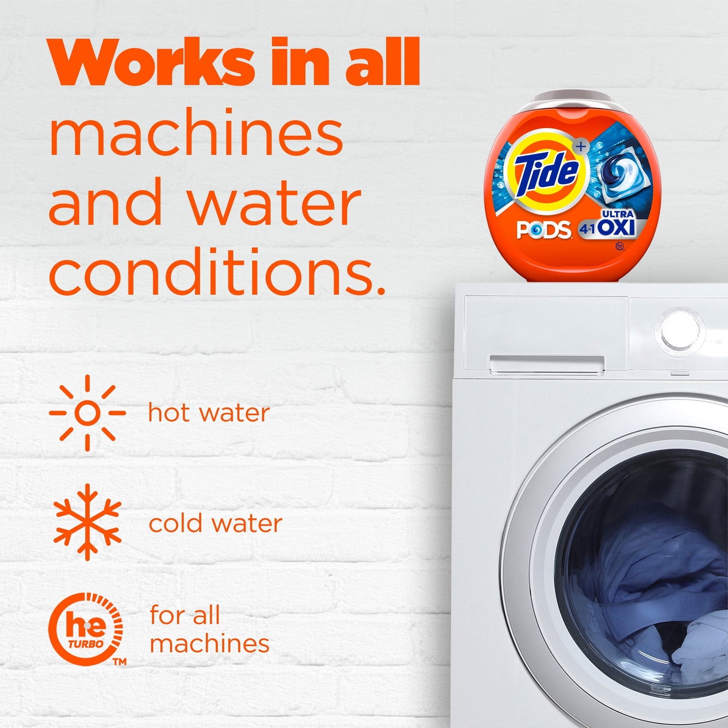 Tide PODS Laundry Detergent Soap Pacs, Ultra OXI, 57 Count