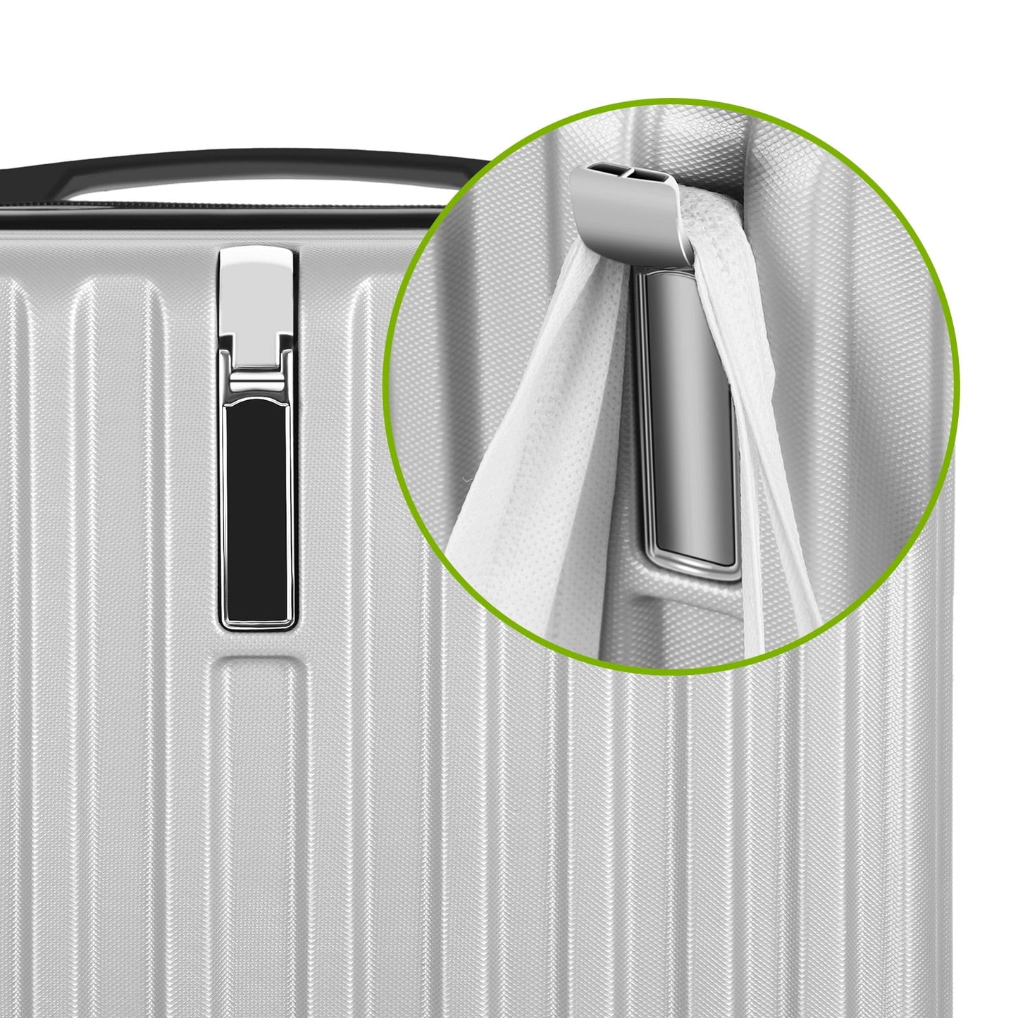 2PCS Luggage Two Piece Rolling Luggage Set Lightweight With Hook 20″ + 14″ Silver