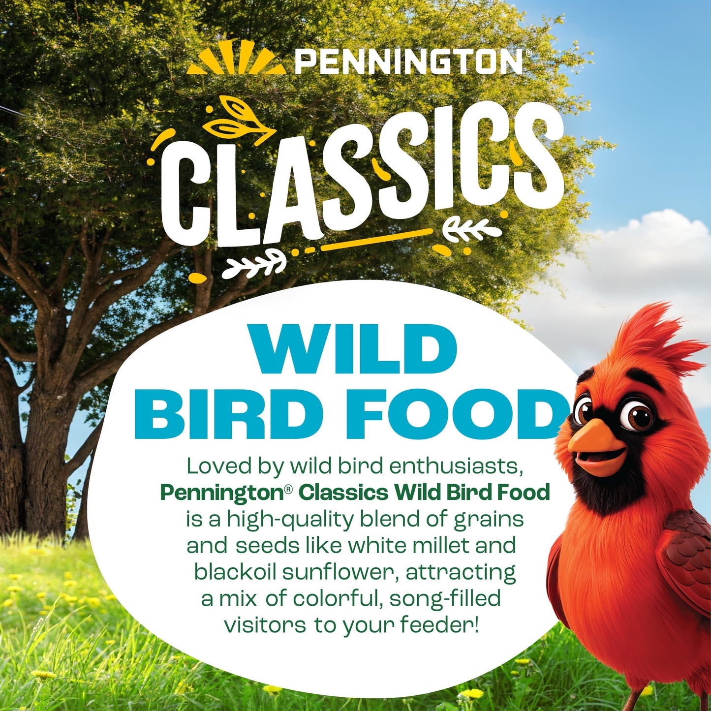 Pennington Classic Wild Bird Feed and Seed, 40 lb. Bag, Dry, 1 Pack