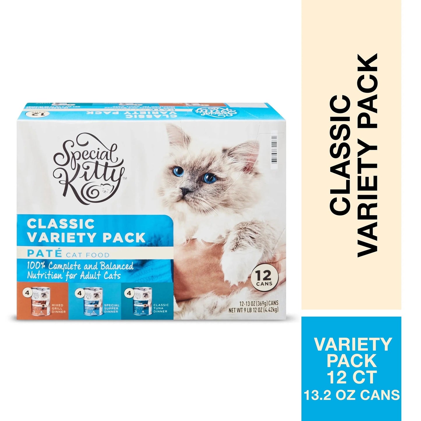 (4 pack) Special Kitty Classic Variety Pack Pate Cat Food, 13 oz Cans, 12 Pack