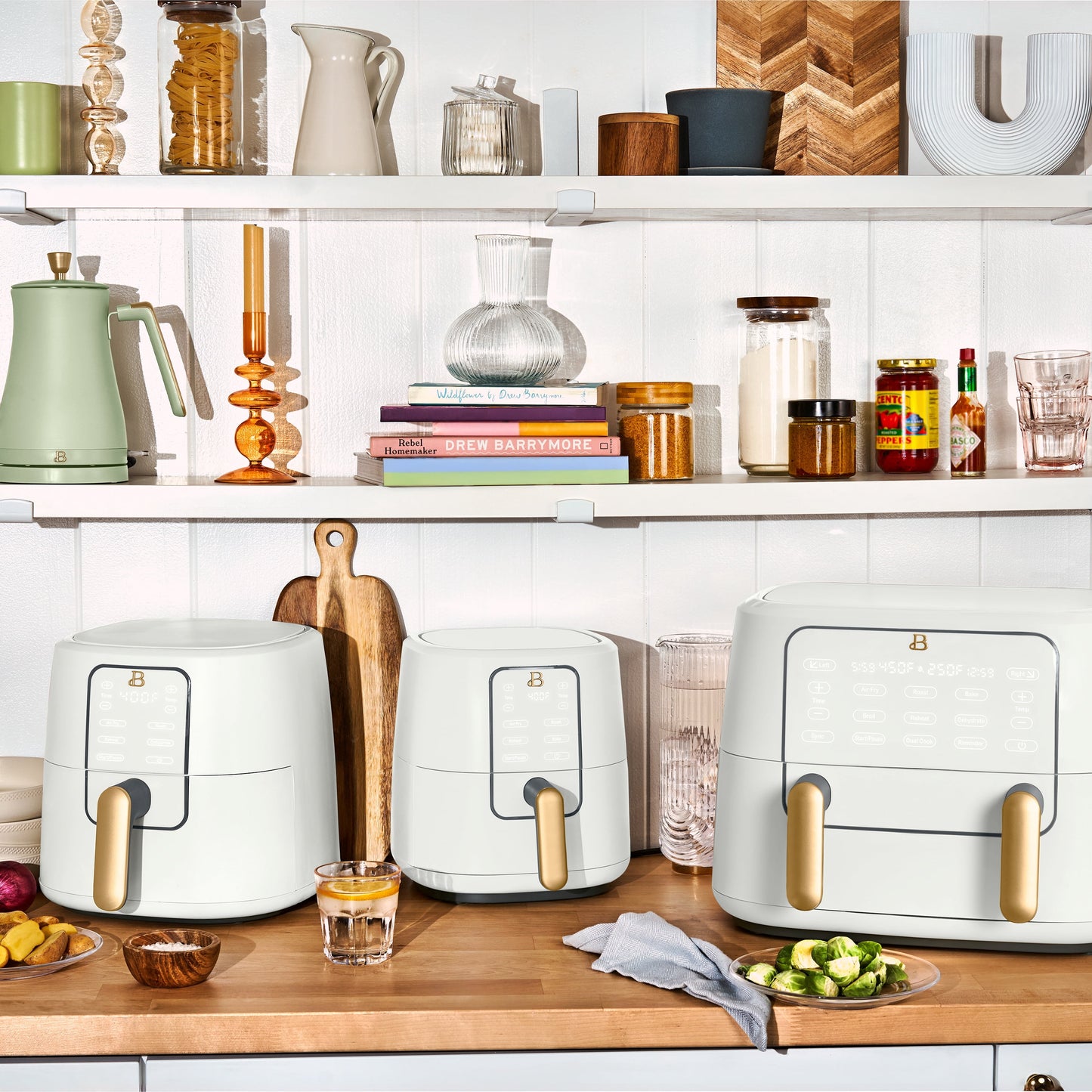 Beautiful 6 Qt Air Fryer with TurboCrisp Technology, EverGood Ceramic Nonstick Coating, White Icing by Drew Barrymore