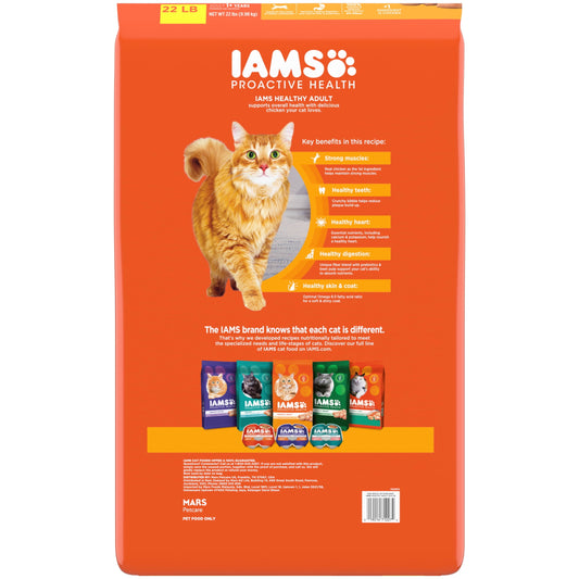 Iams Proactive Health Dry Cat Food, Chicken Flavor, 22 lb Bag