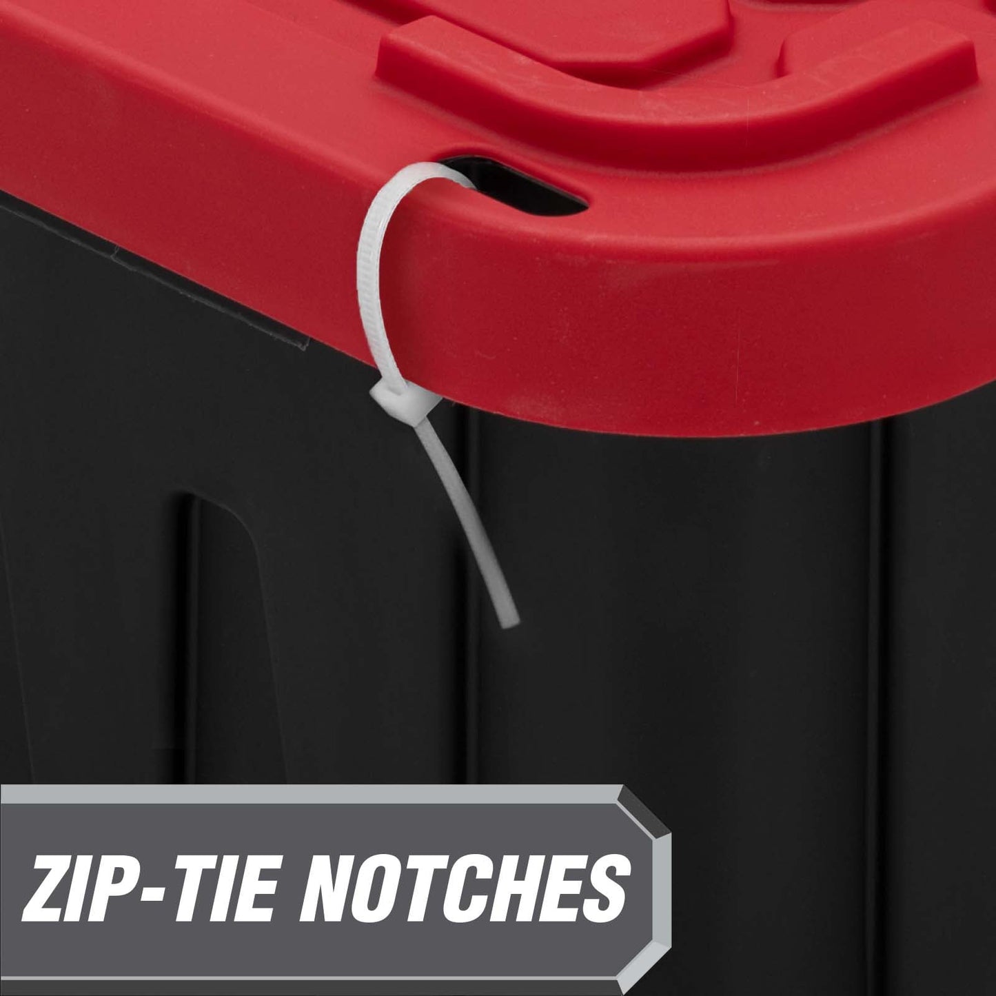 Hyper Tough 27 Gallon Large Storage Bin with Snap Lid, Black and Red, Heavy Duty Plastic Storage Container