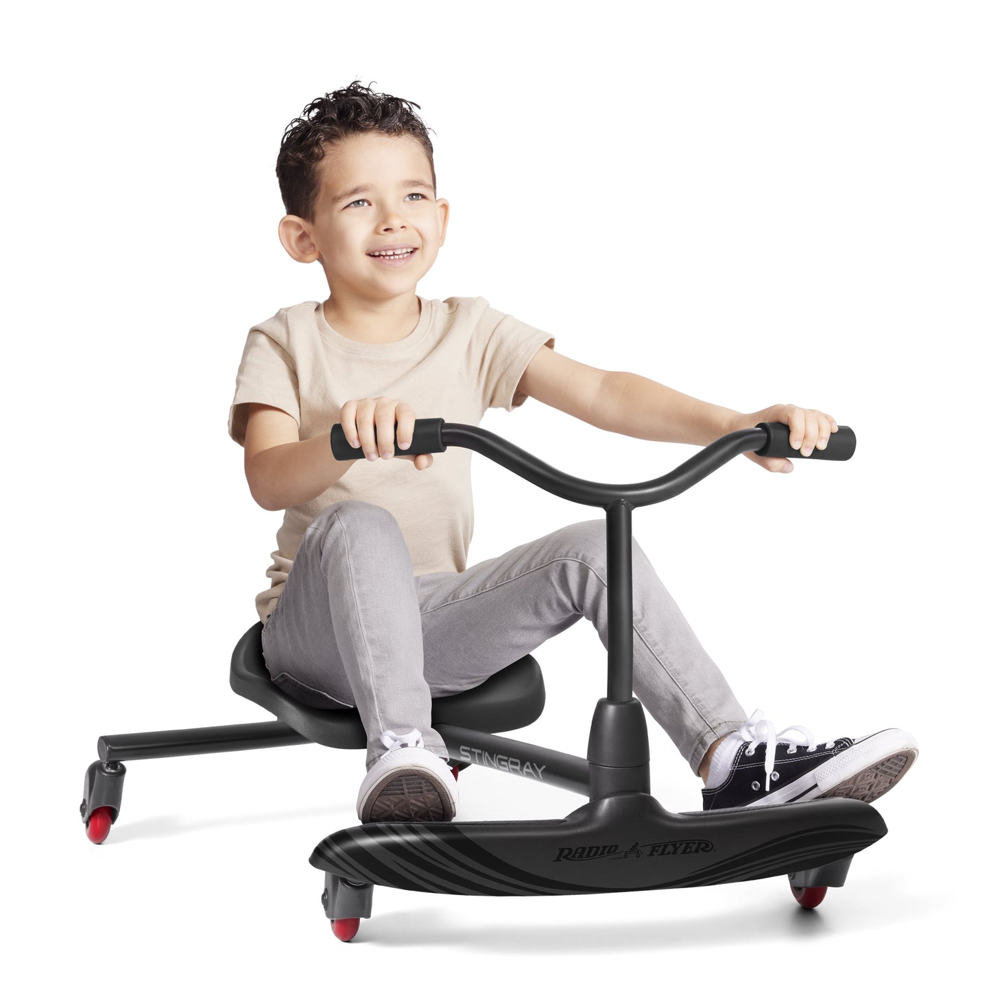 Radio Flyer Stingray, Caster Scooter Ride-On for Kids with Handles, 360 Spins