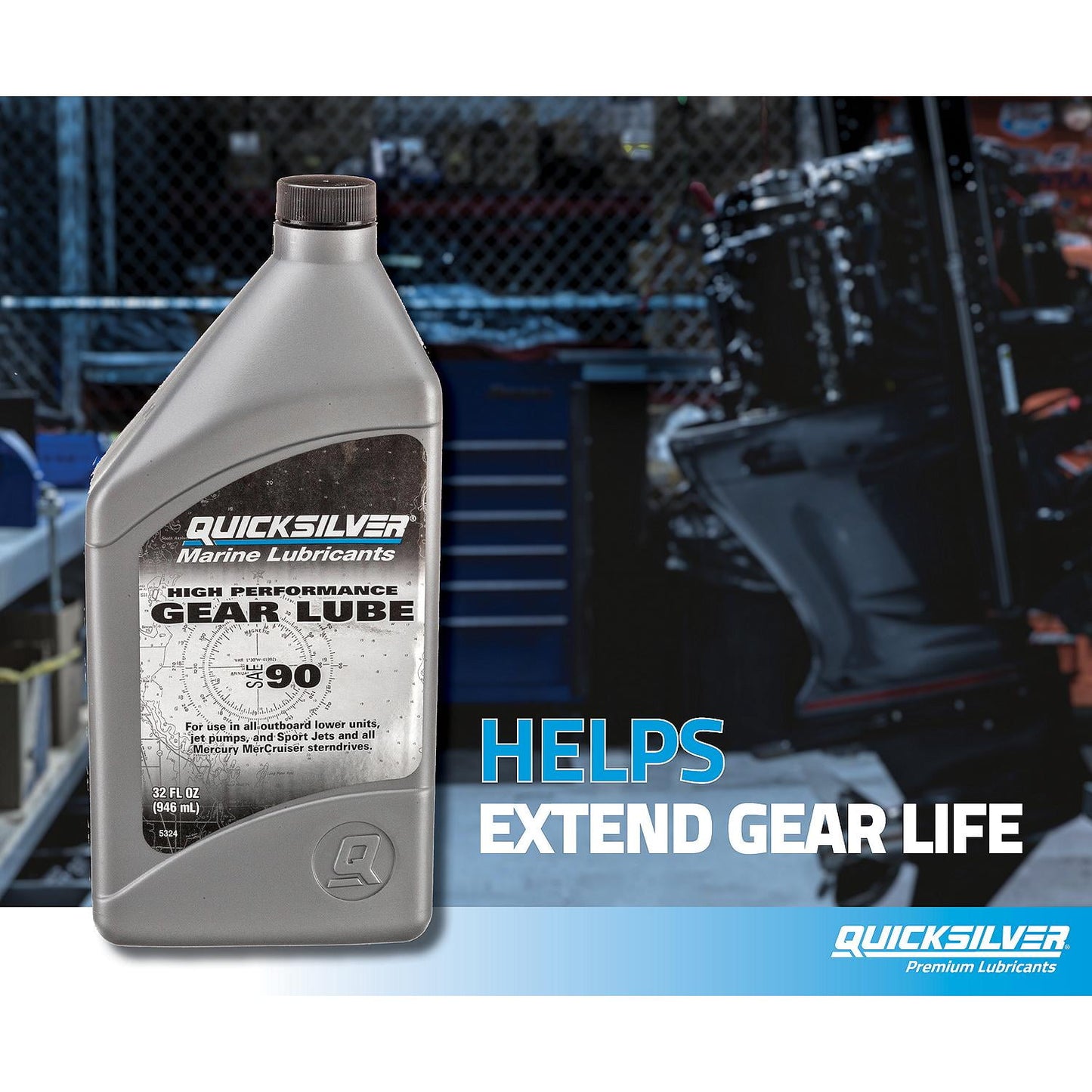 Quicksilver SAE 90 High Performance Gear Lube for Outboards and Sterndrives, 32 oz