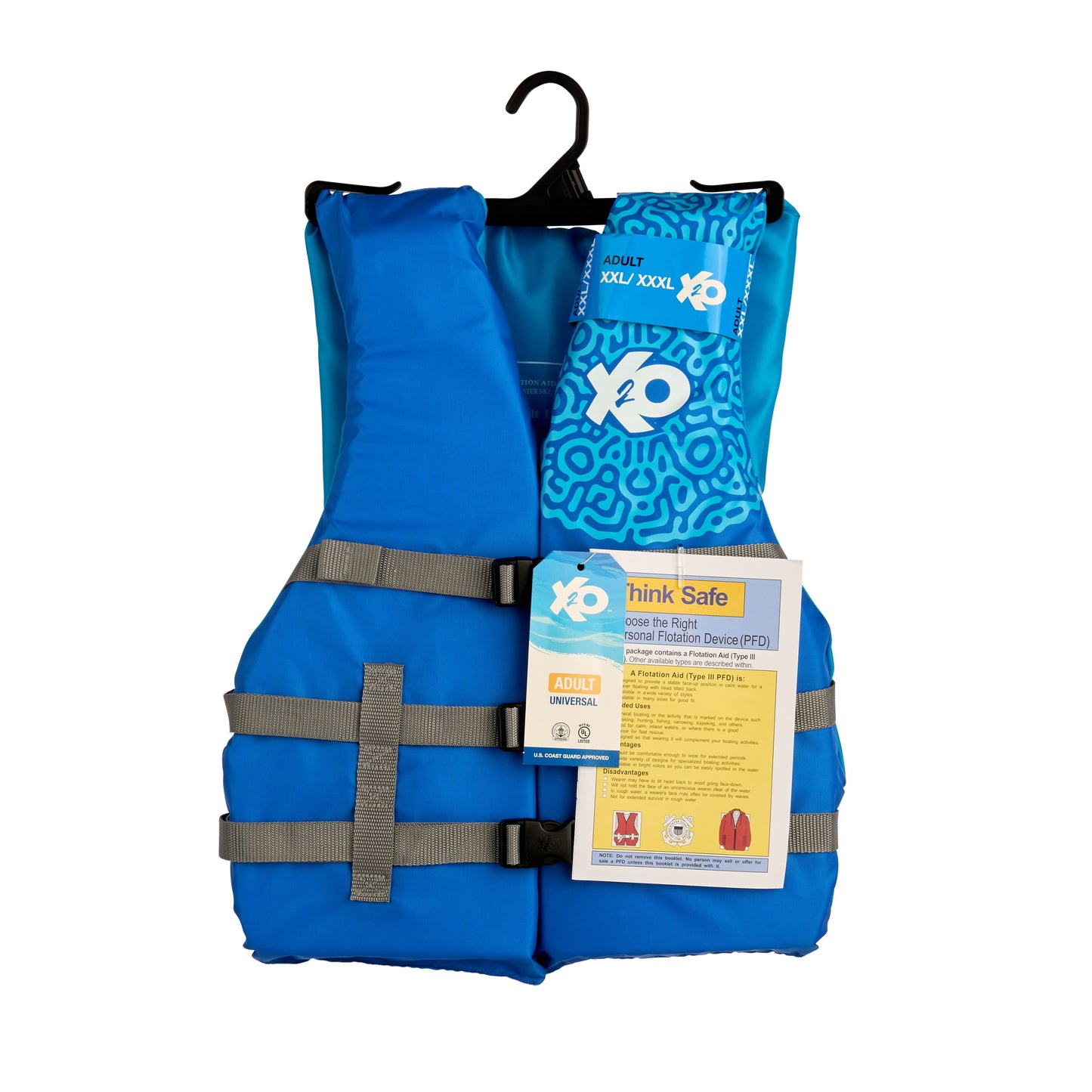 (2 pack) X2O Universal Adult 2X/3X Life Vest and Jacket, (50" - 60" Chest), Blue Ocean Coral, Unisex