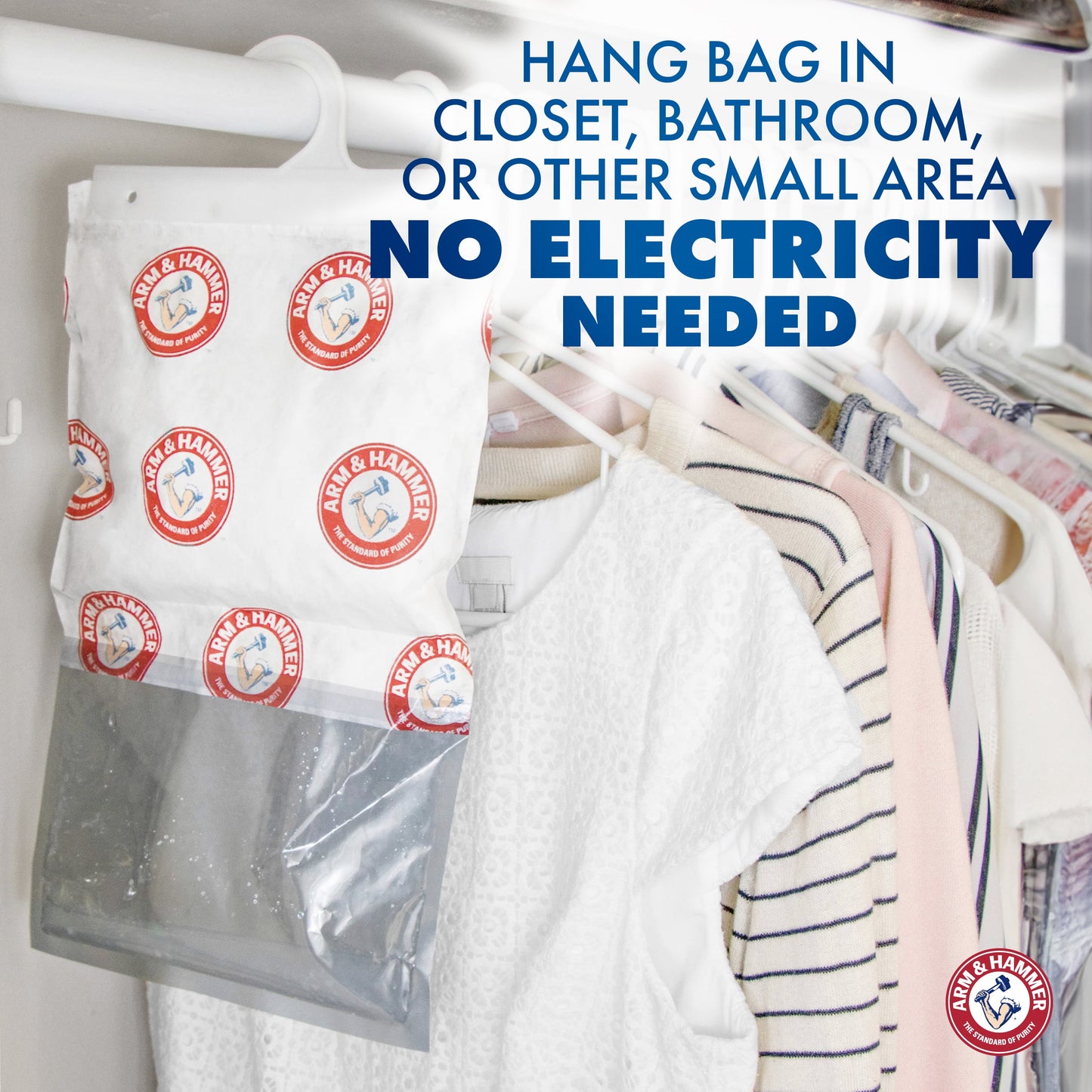(2 pack) Arm & Hammer Moisture Absorber Hanging Bag - 16 oz, 2-pack, Clean Burst