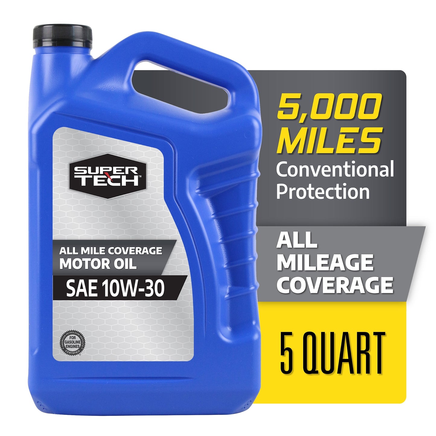 (2 pack) Super Tech All Mileage Synthetic Blend Motor Oil SAE 10W-30, 5 Quarts