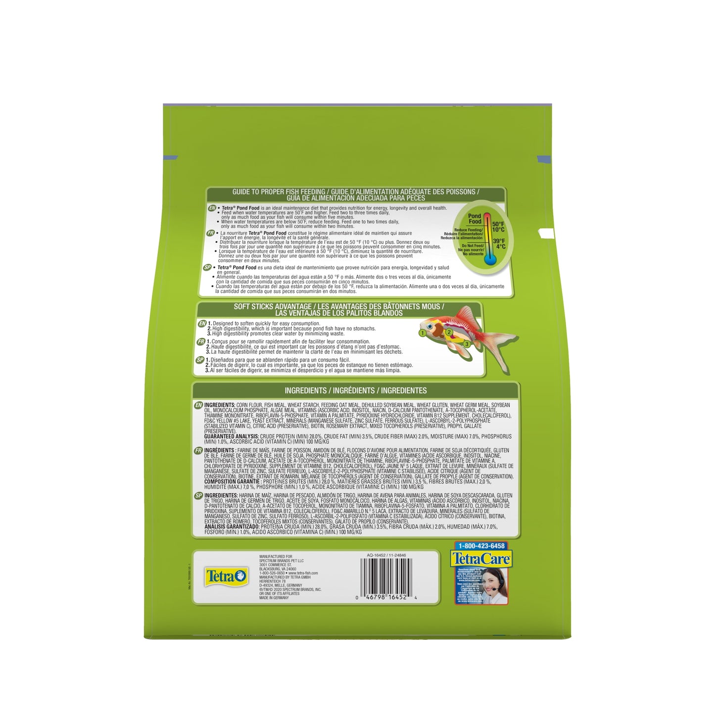 Tetra Pond Fish Food Premium Sticks Diet for Koi and Goldfish, 1.25 lbs