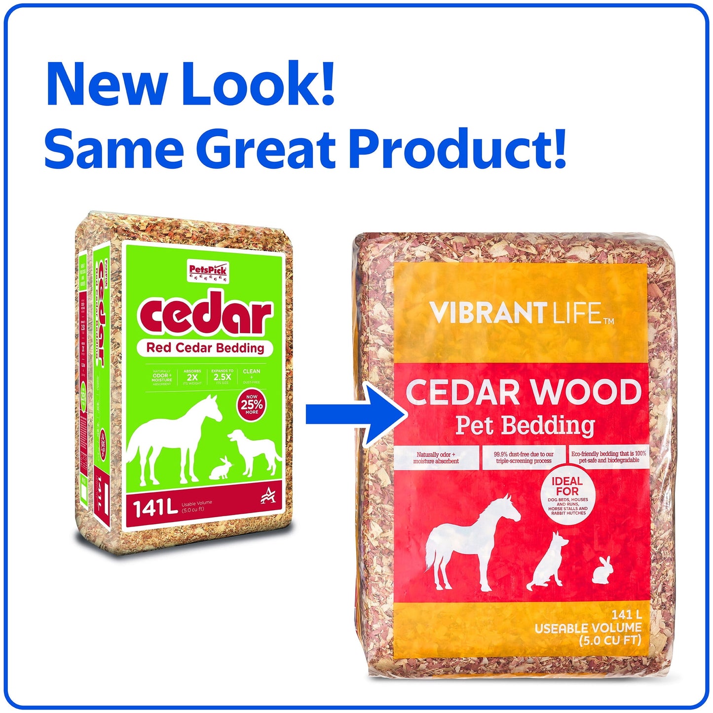 (2 pack) Vibrant Life Cedar Wood Pet Bedding, 141 L Bag