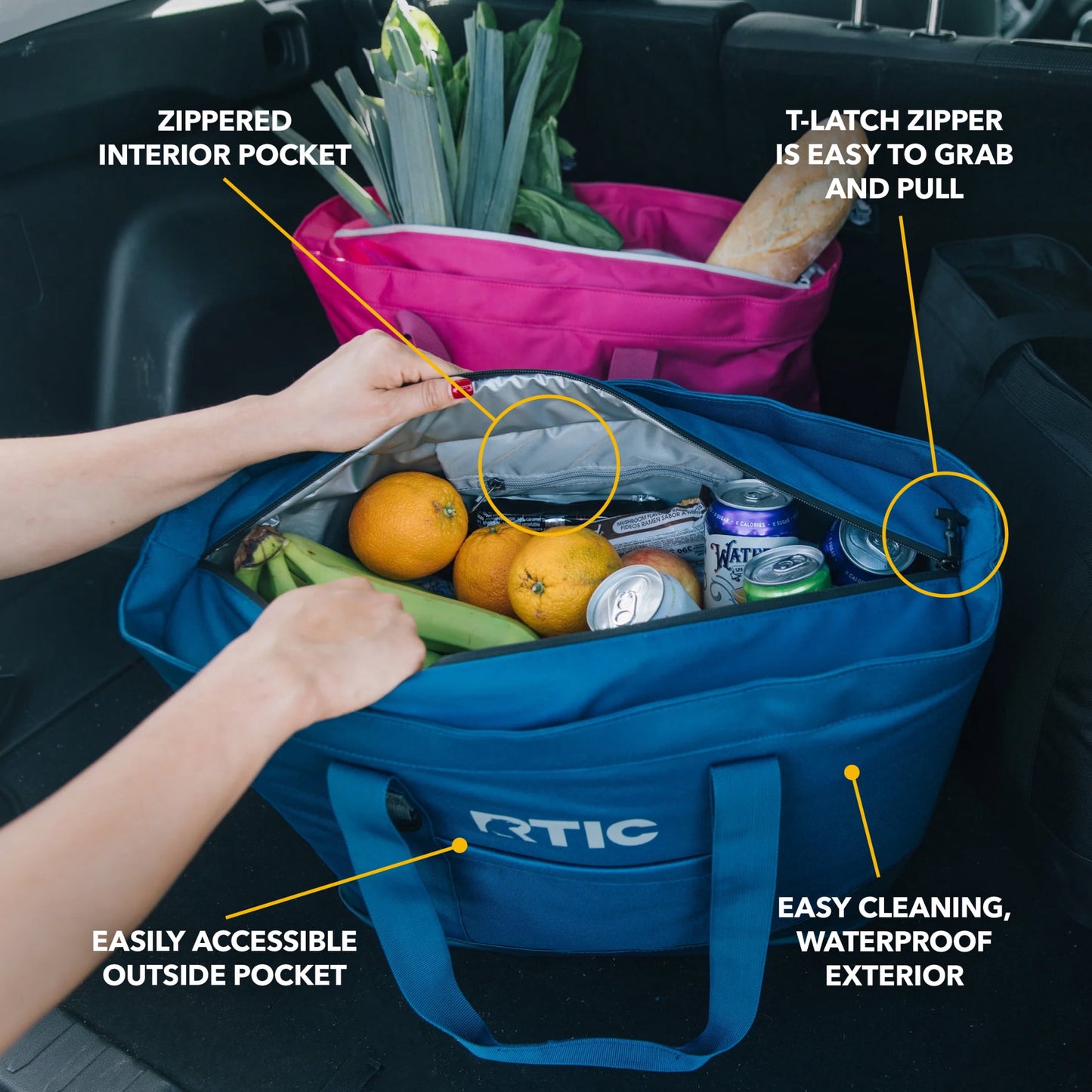 RTIC 58-Can, 35 Ltr, Insulated Tote Bag, Cooler Bag with Leak-Free Interior, Berry Jam