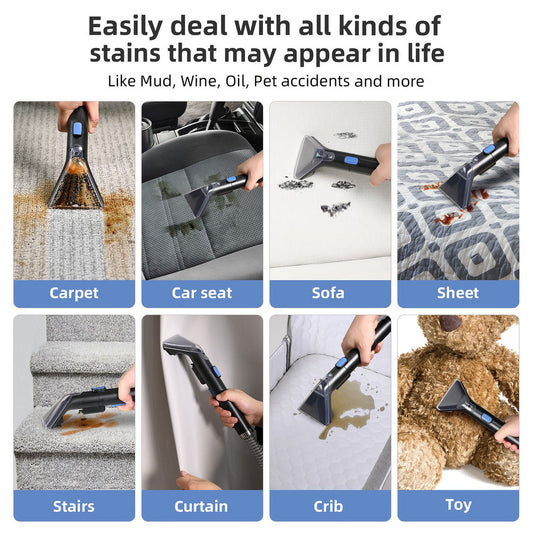 Slevoo Portable Carpet Cleaner, Upholstery Cleaner with Pet Spot Stain Remover, 11Kpa Strong Suction, 450W Powerful Motor