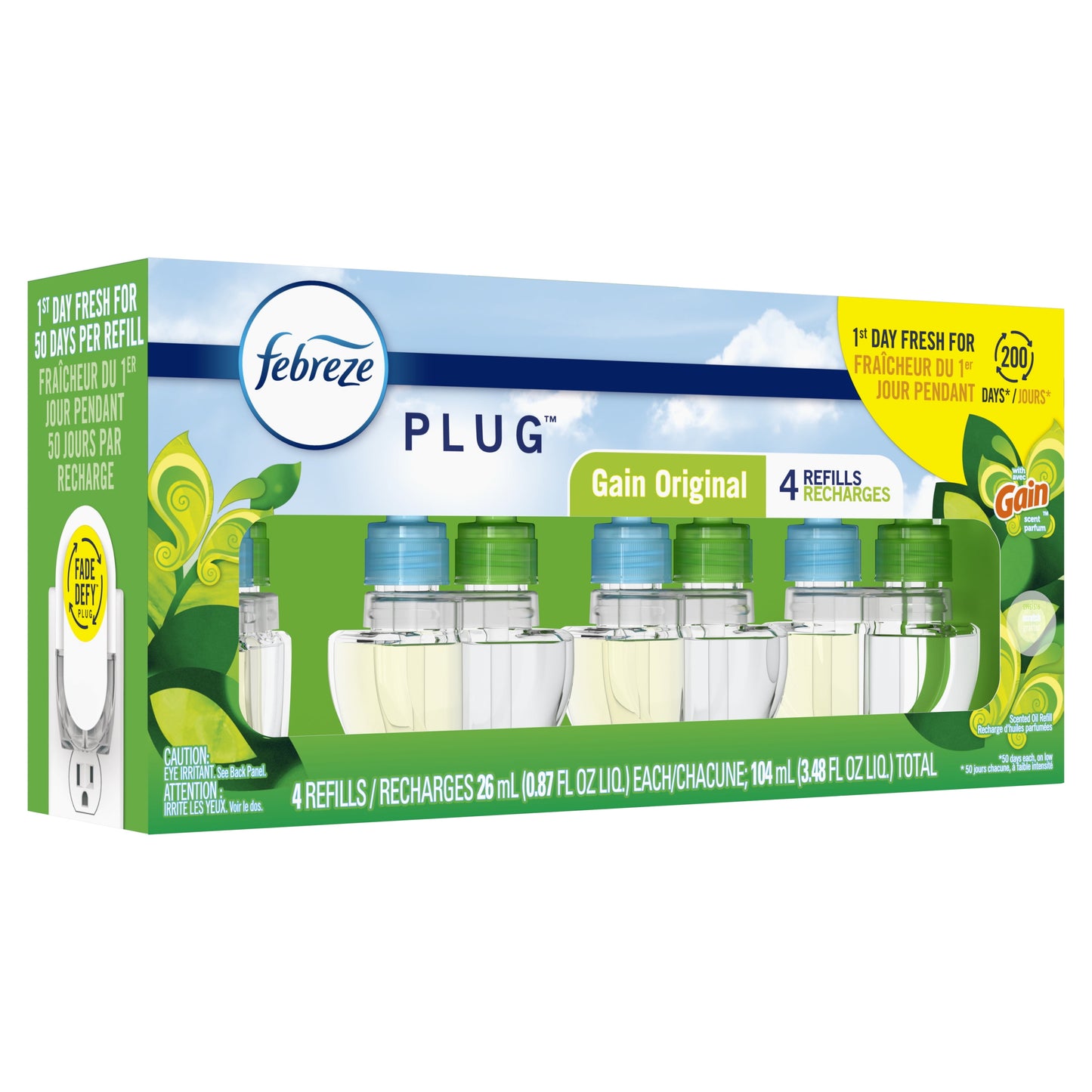 Febreze Plug In Air Freshener Scented Oil Refill Gain, 4 Count