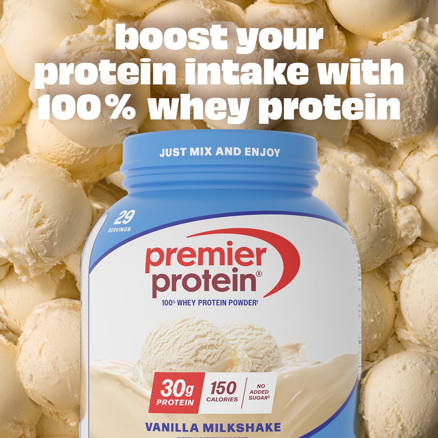 Premier Protein 100% Whey Protein Powder, Vanilla Milkshake, 30g Protein, 29 Servings