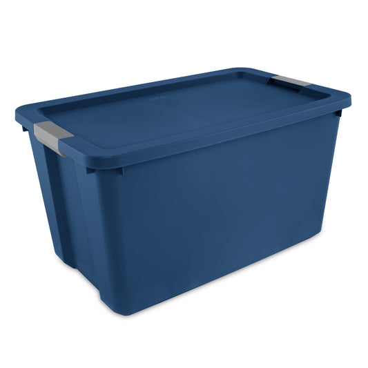 (2 pack) Sterilite 34 Gallon Extra-Large Storage Bin, Plastic Storage Container with Latch Lid, Blue