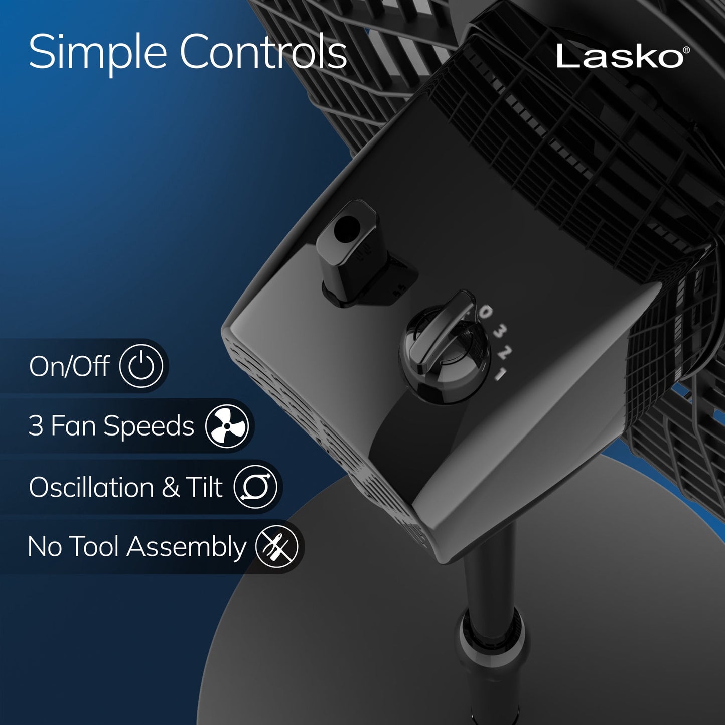 Lasko Cyclone 18" 3-Speed Oscillating, Adjustable Height Pedestal Fan S18910