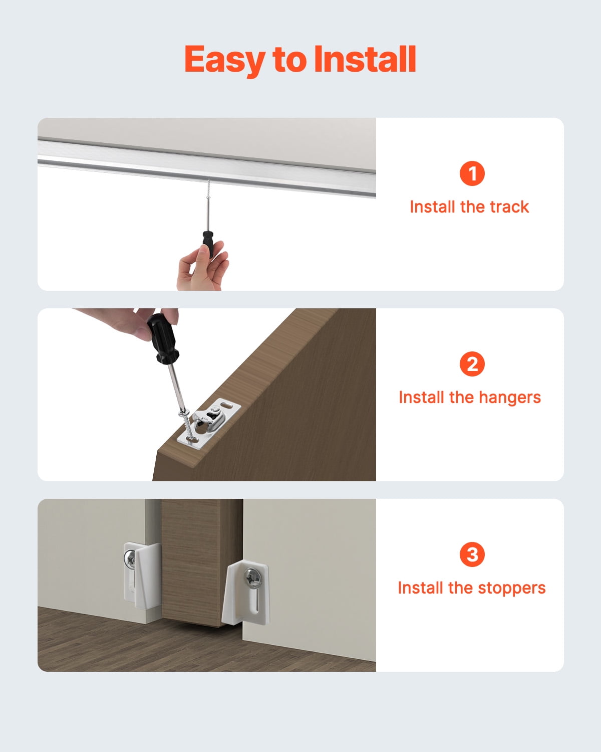 KFFKFF Sliding Pocket Door Hardware Track Kit, 5.73 ft Durable Pocket Door System, Commercial-Grade Hardware and Track Set for 24"-36" Wide Single Doors, Smooth Operation and Simple Installation