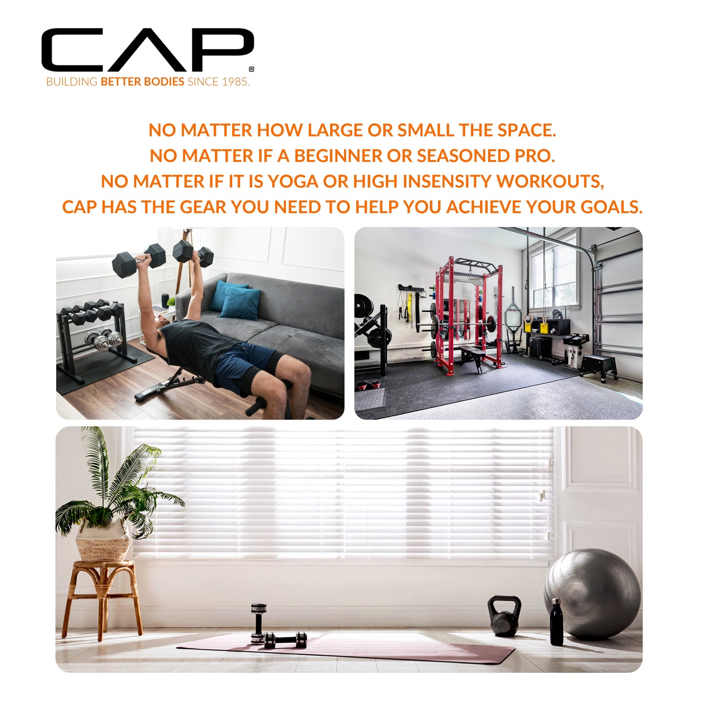 CAP Barbell, 15lb Coated Rubber Hex Dumbbell, Pair (No-Roll Design, Ergonomic Steel Handle, Durable Coated Weight)