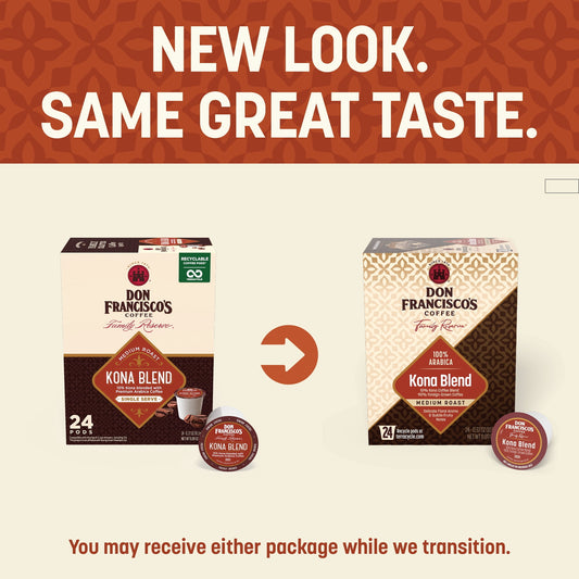 Don Francisco's Kona Blend Medium Roast K-Cup Coffee Pods, 24 Count, Compatible with Keurig Brewers, Recyclable Through TerraCycle