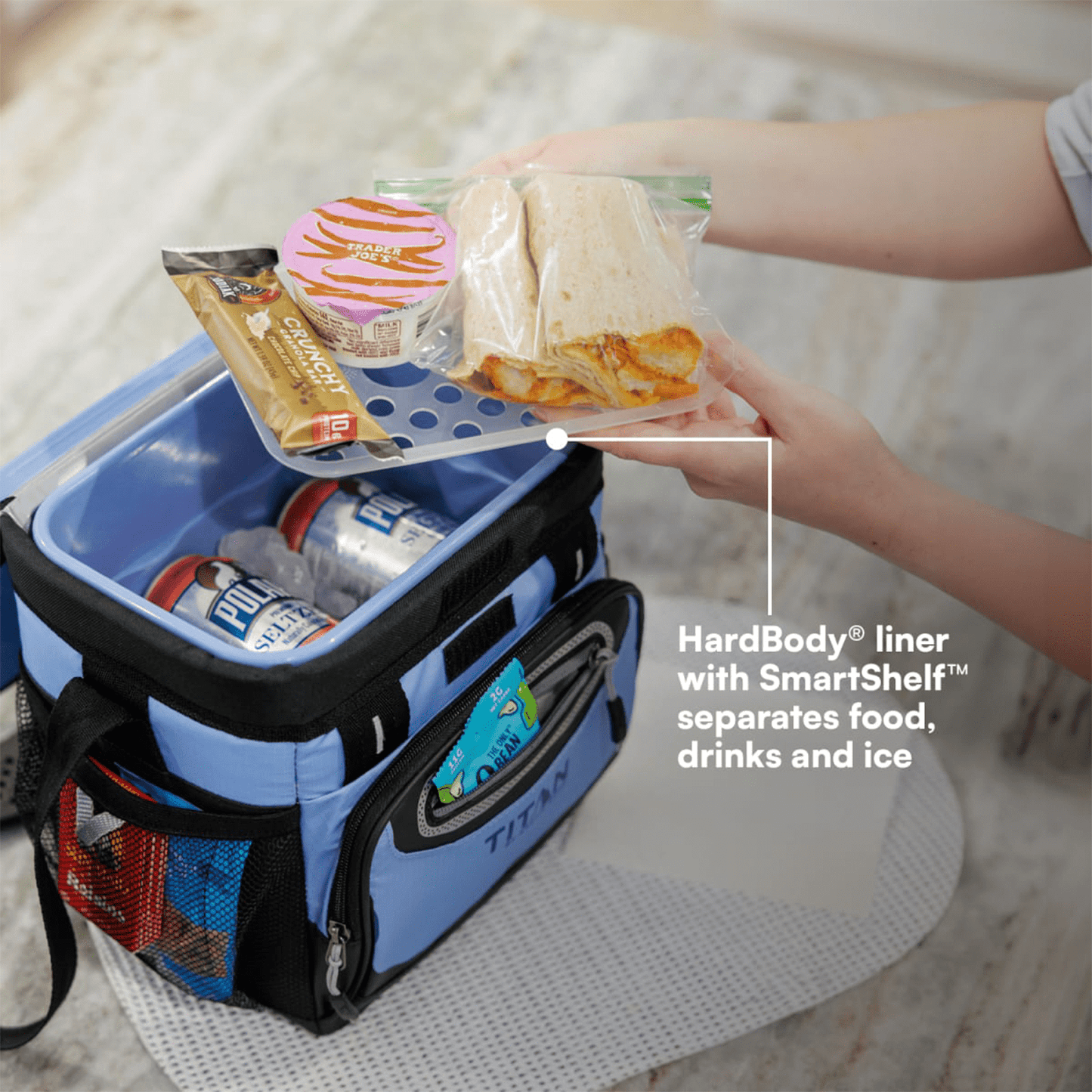 Titan by Arctic Zone 9 Can Zipperless Soft Cooler, 6 Quart, Rainwash Blue