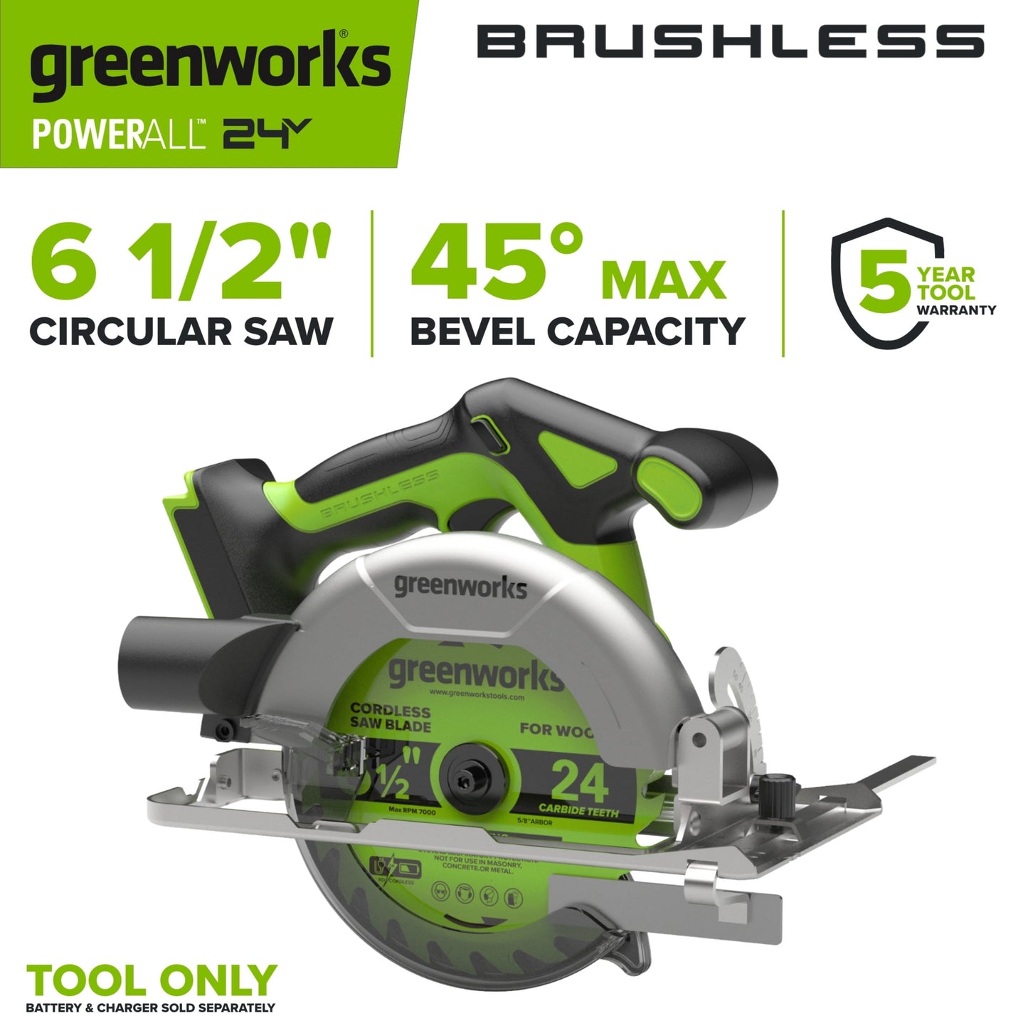 SKIL PWRCORE 20™ Brushless 20V 6 1/2 In. Circular Saw Kit with 2.0Ah Battery and standard Charger-CR6413B-11