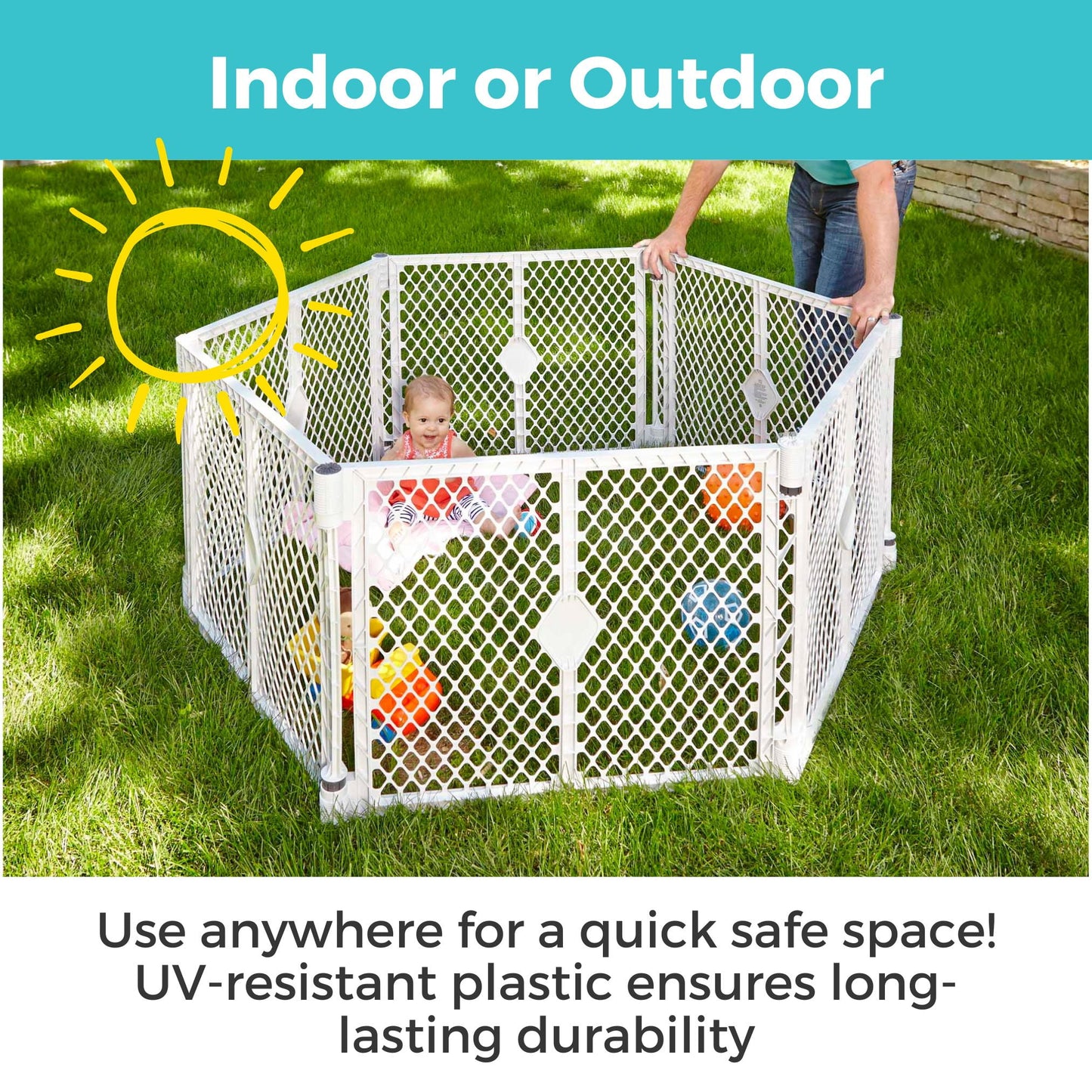 Toddleroo by North States Superyard Explorer Baby Play Yard, Gray Plastic