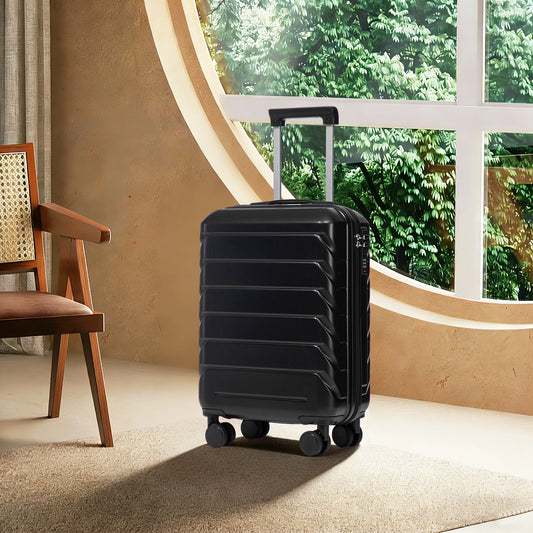 Leumius Hardside Carry on Luggage with Spinner Wheels, Hard Shell ABS Suitcase, 20-Inch Lightweight Expandable Rolling Luggage, Black