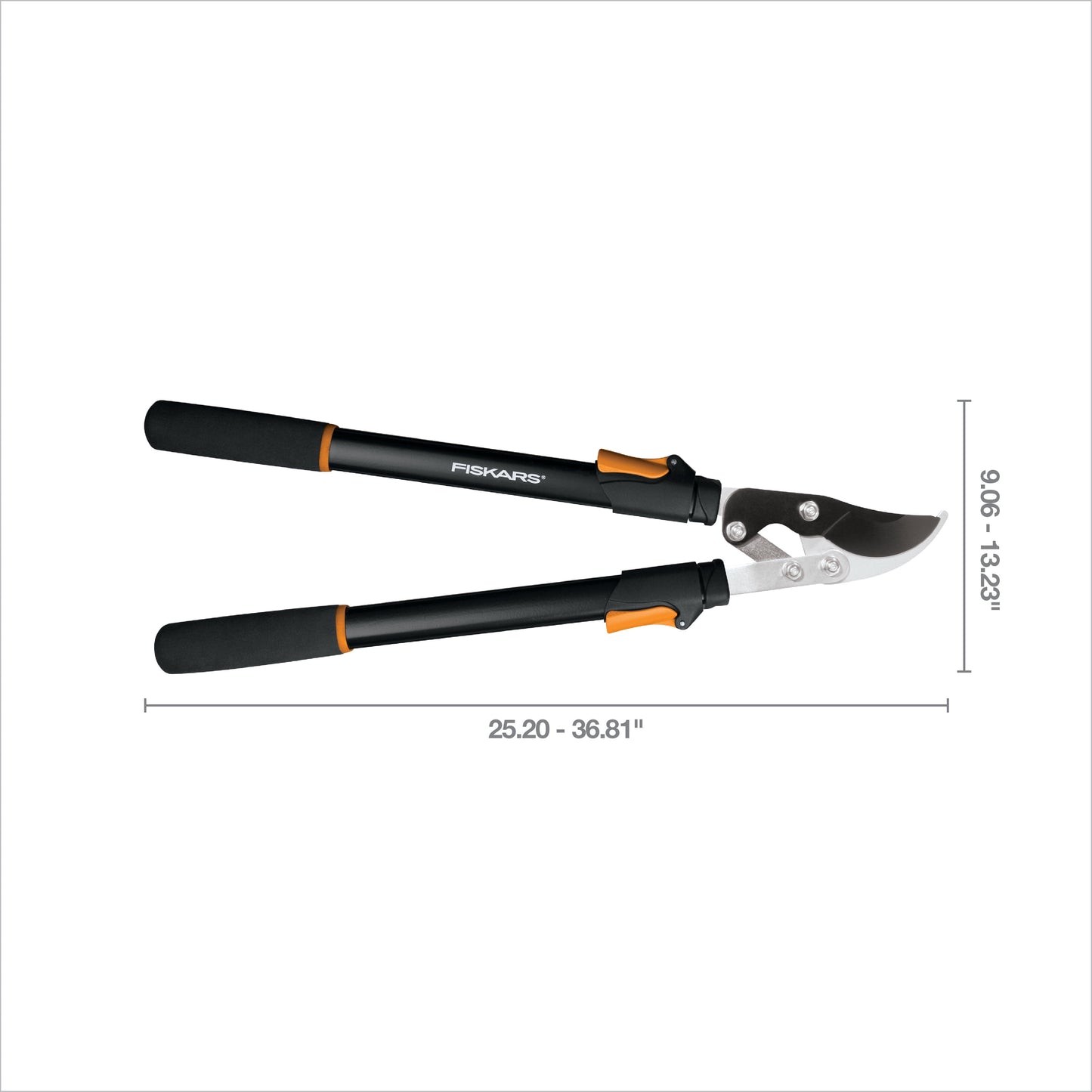 Fiskars Power-Lever Telescopic Lopper, Extendable Bypass Lopper 25"-37", 1-3/4" Dia. Cut Capacity