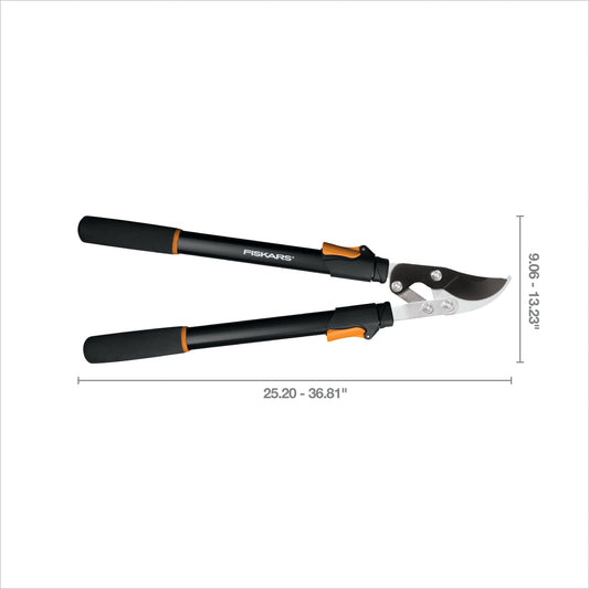 Fiskars Power-Lever Telescopic Lopper, Extendable Bypass Lopper 25"-37", 1-3/4" Dia. Cut Capacity